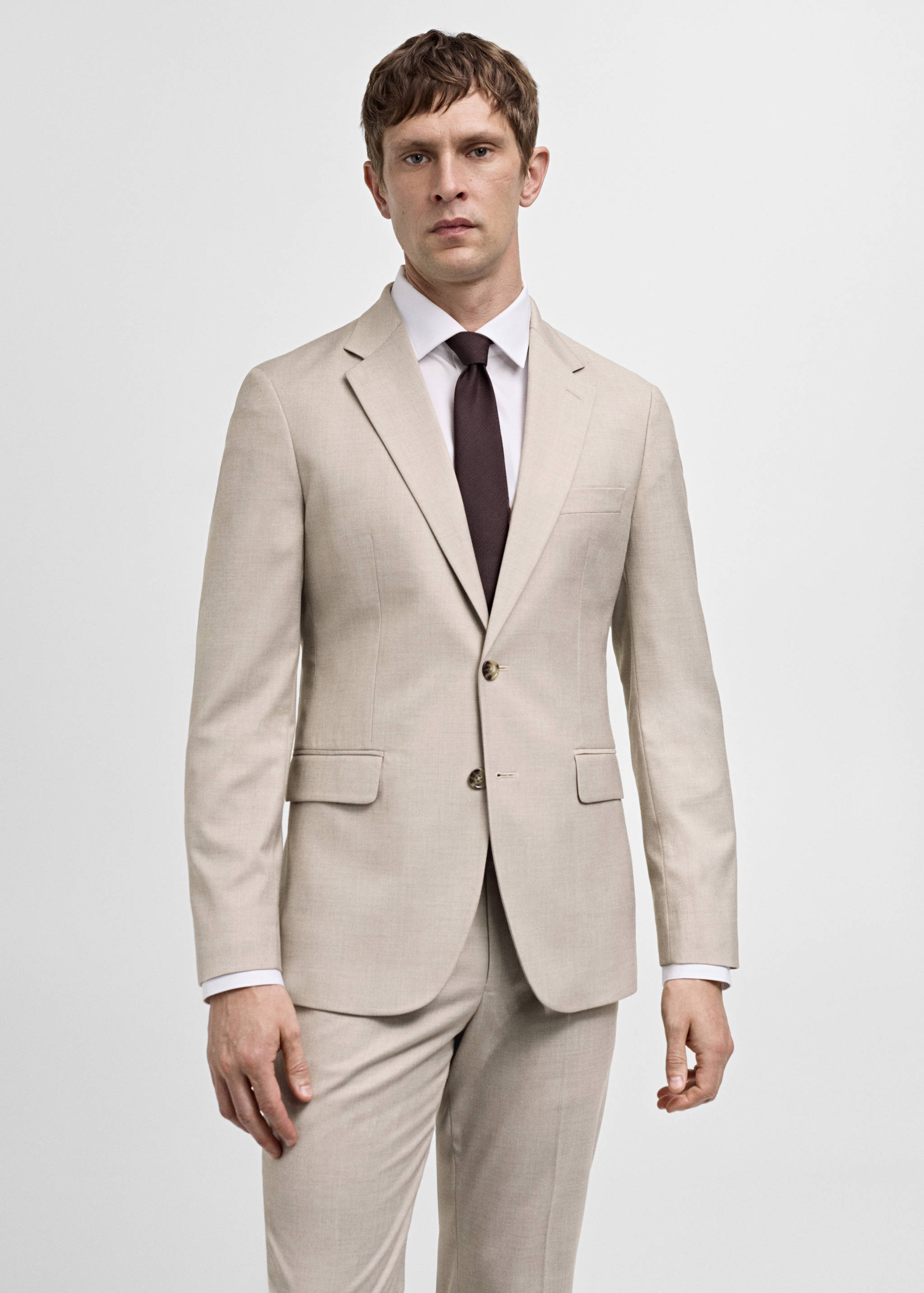 Stretch-fabric slim-fit suit blazer - Medium plane