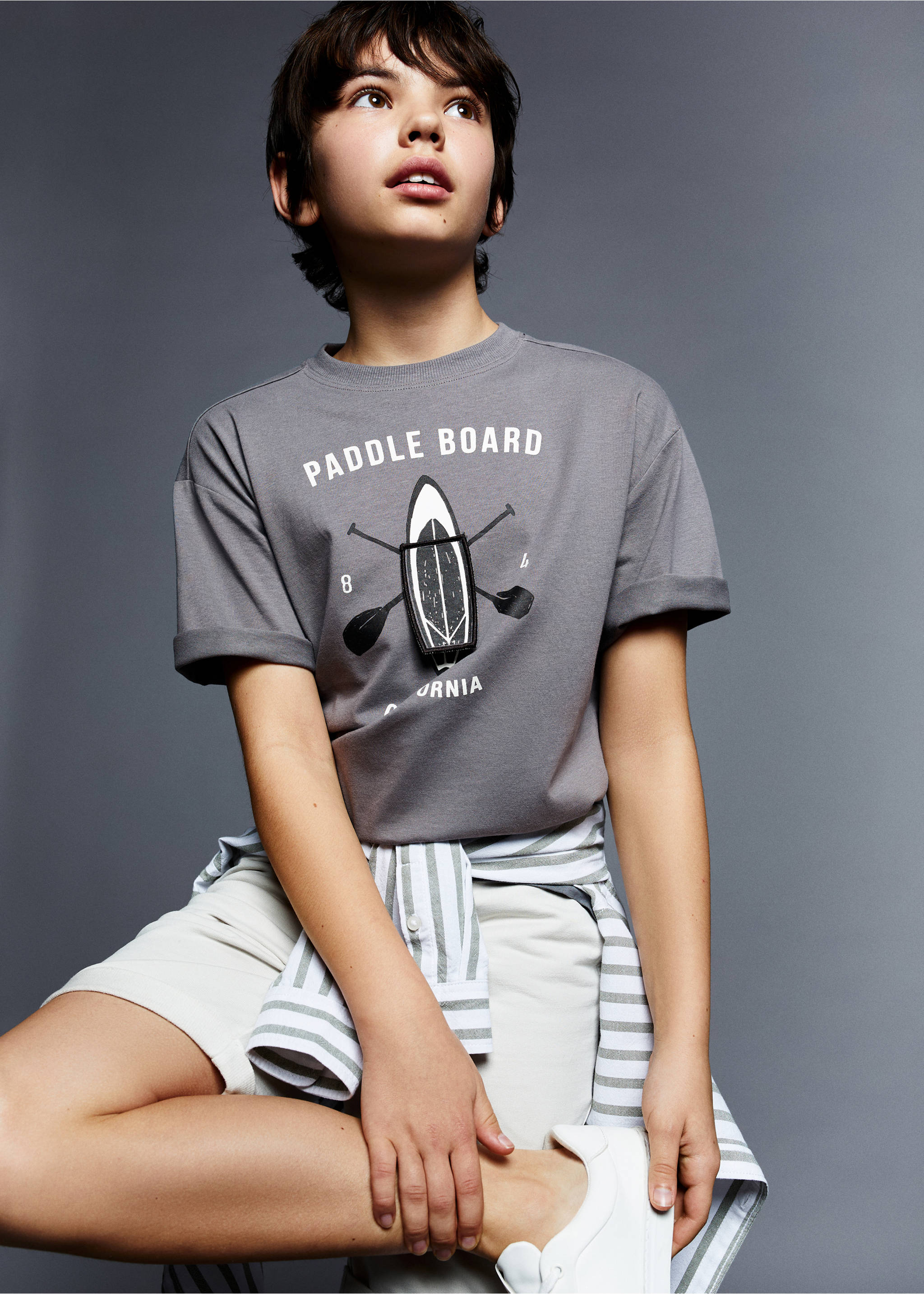 T-shirt imprimé surf - Plan moyen, Gris anthracite. Ref: 67006013-00.