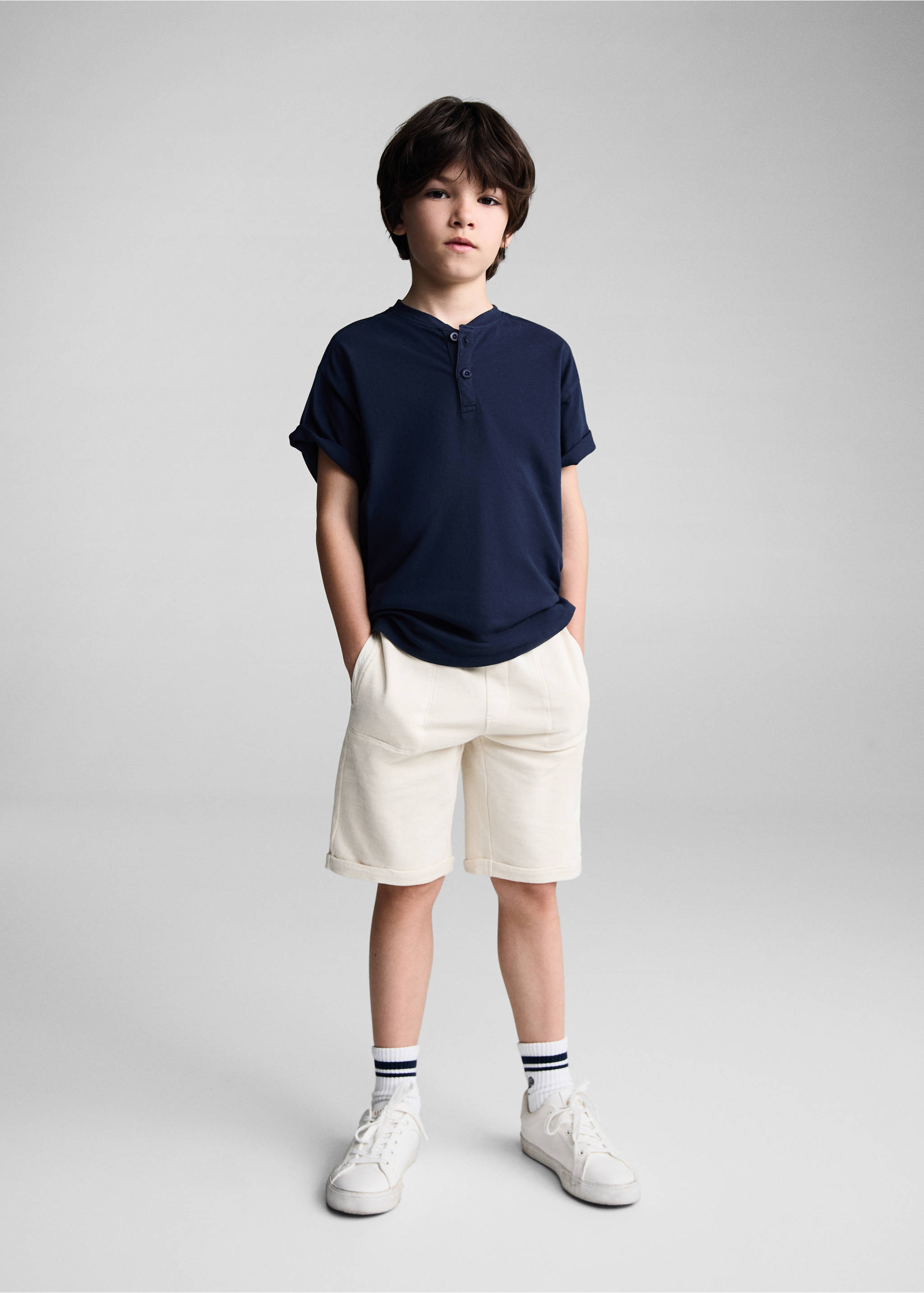 Buttoned cotton T-shirt - General plane, Dark Navy. Ref: 67006020-00.