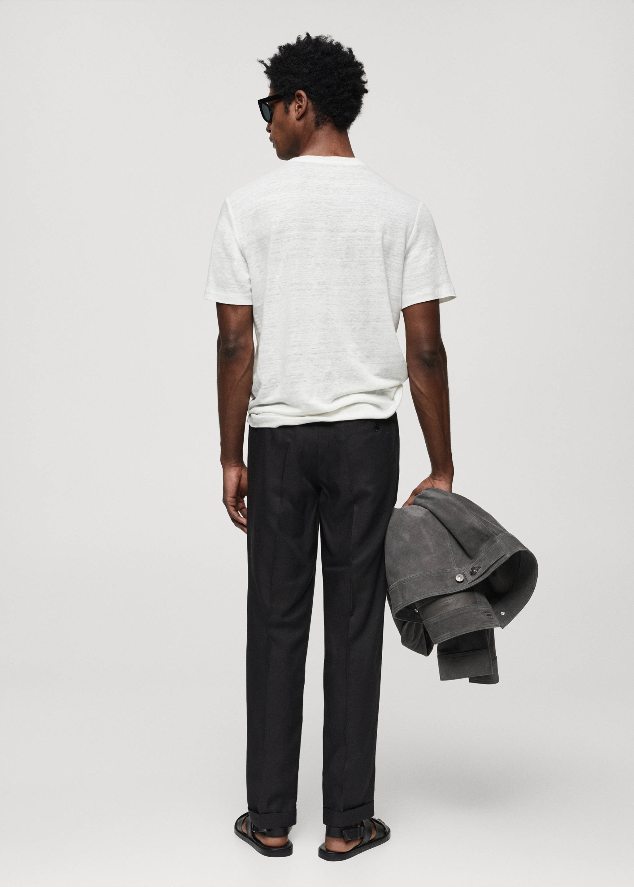 Linen-blend T-shirt - Reverse of the article, Off White. Ref: 67006024-00.