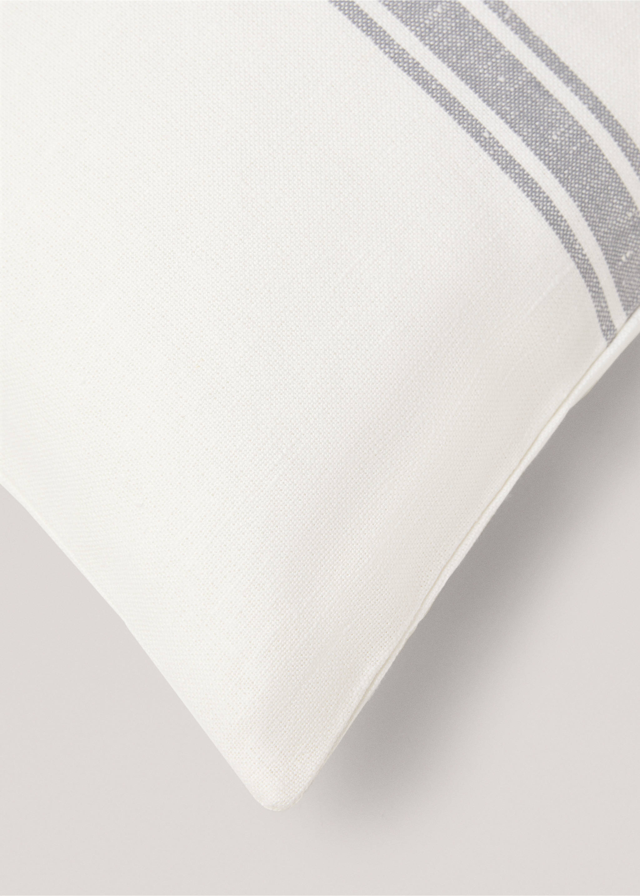 Housse de coussin lin coton rayure imprimée 40x60 cm - Détail de l'article 4, Blanc cassé. Ref: 67006036-00.