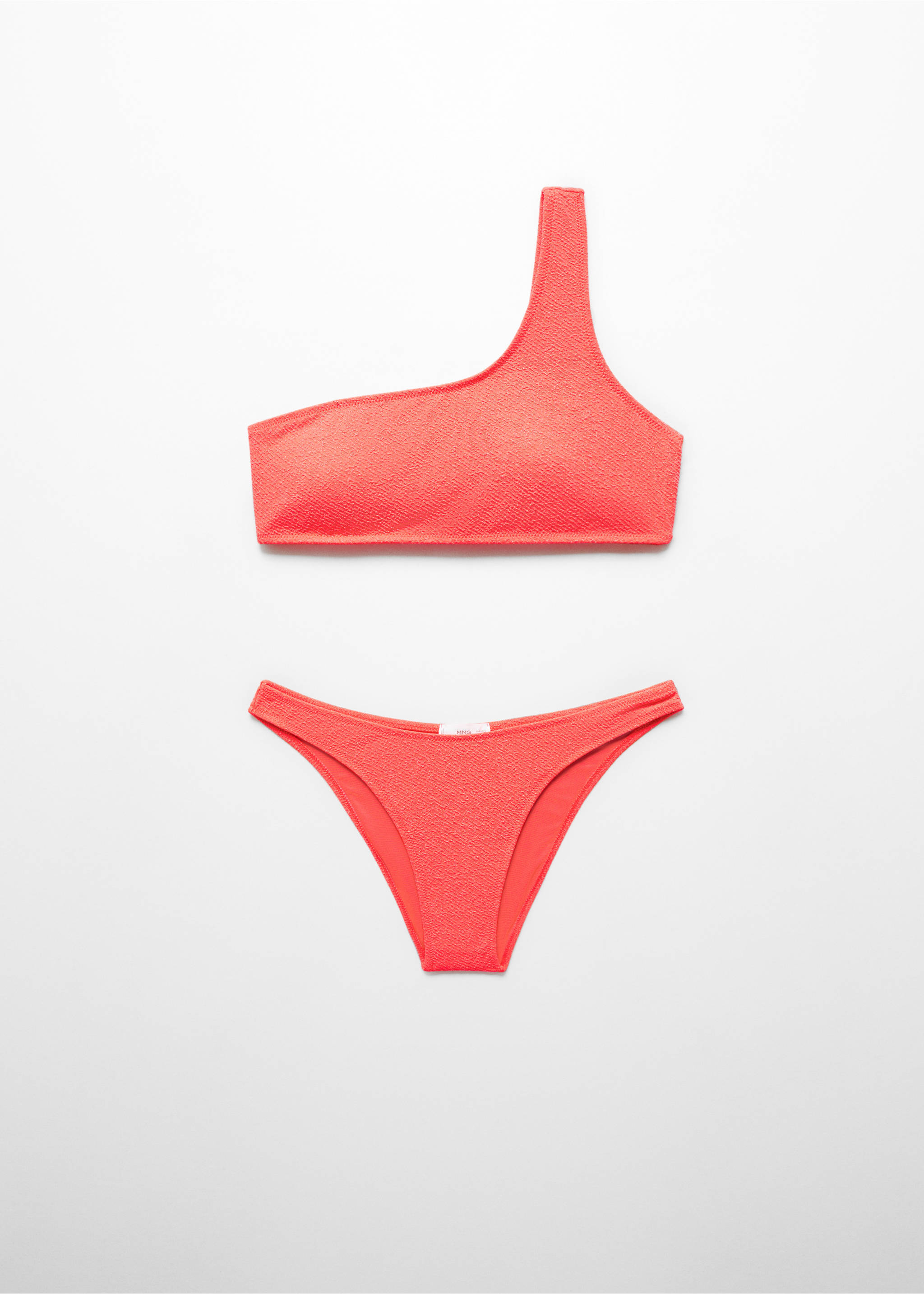 Asymmetrischer Lurex-Bikini - Artikel ohne Model, Korallrot. Ref: 67006042-00.