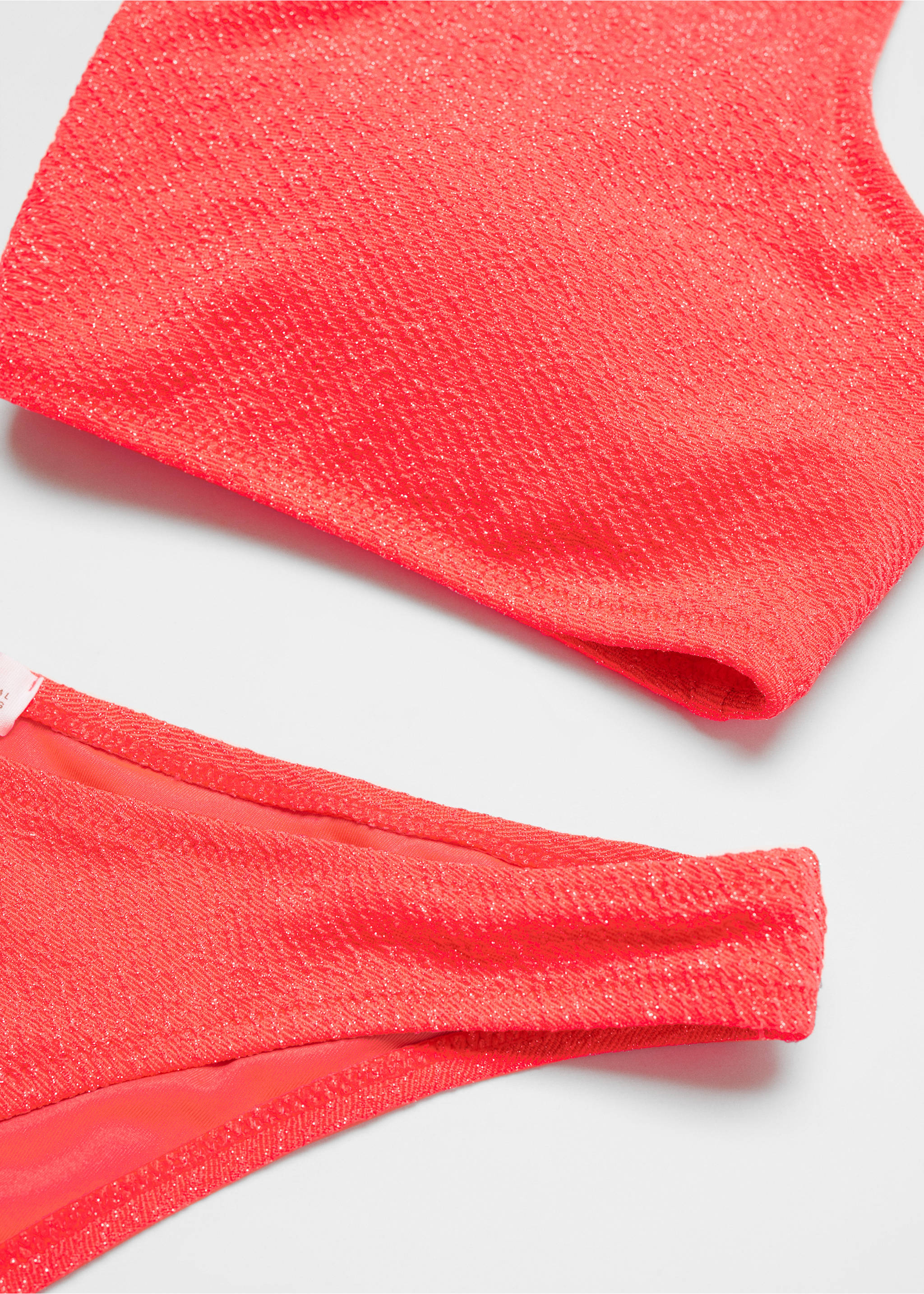 Asymmetrischer Lurex-Bikini - Detail des Artikels 8, Korallrot. Ref: 67006042-00.