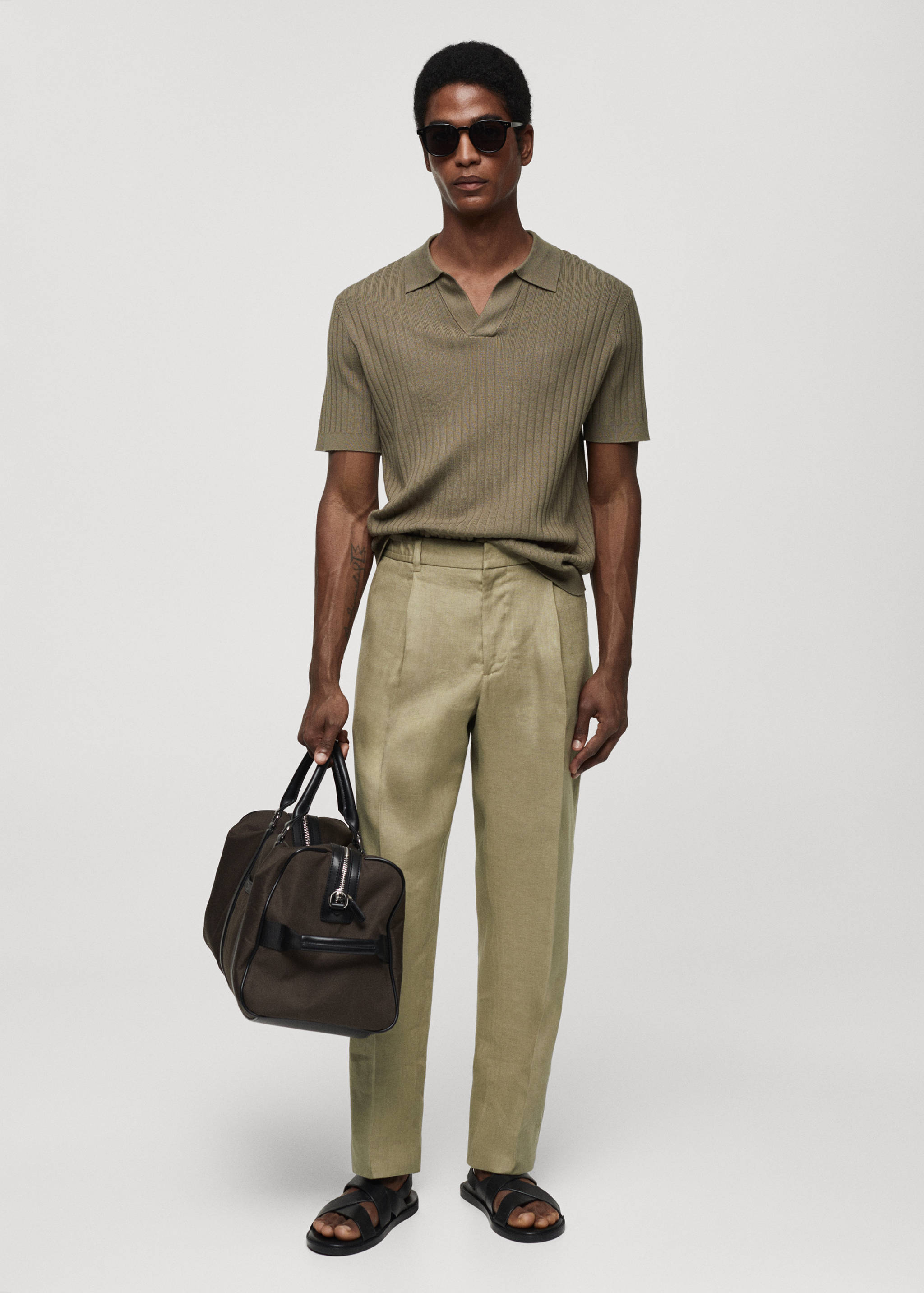 100% linen regular-fit trousers - General plane