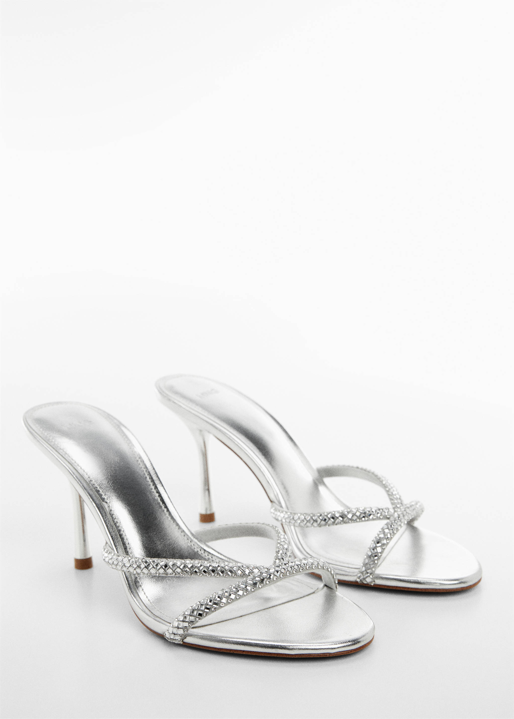 Strap rhinestone sandals - Medium plane