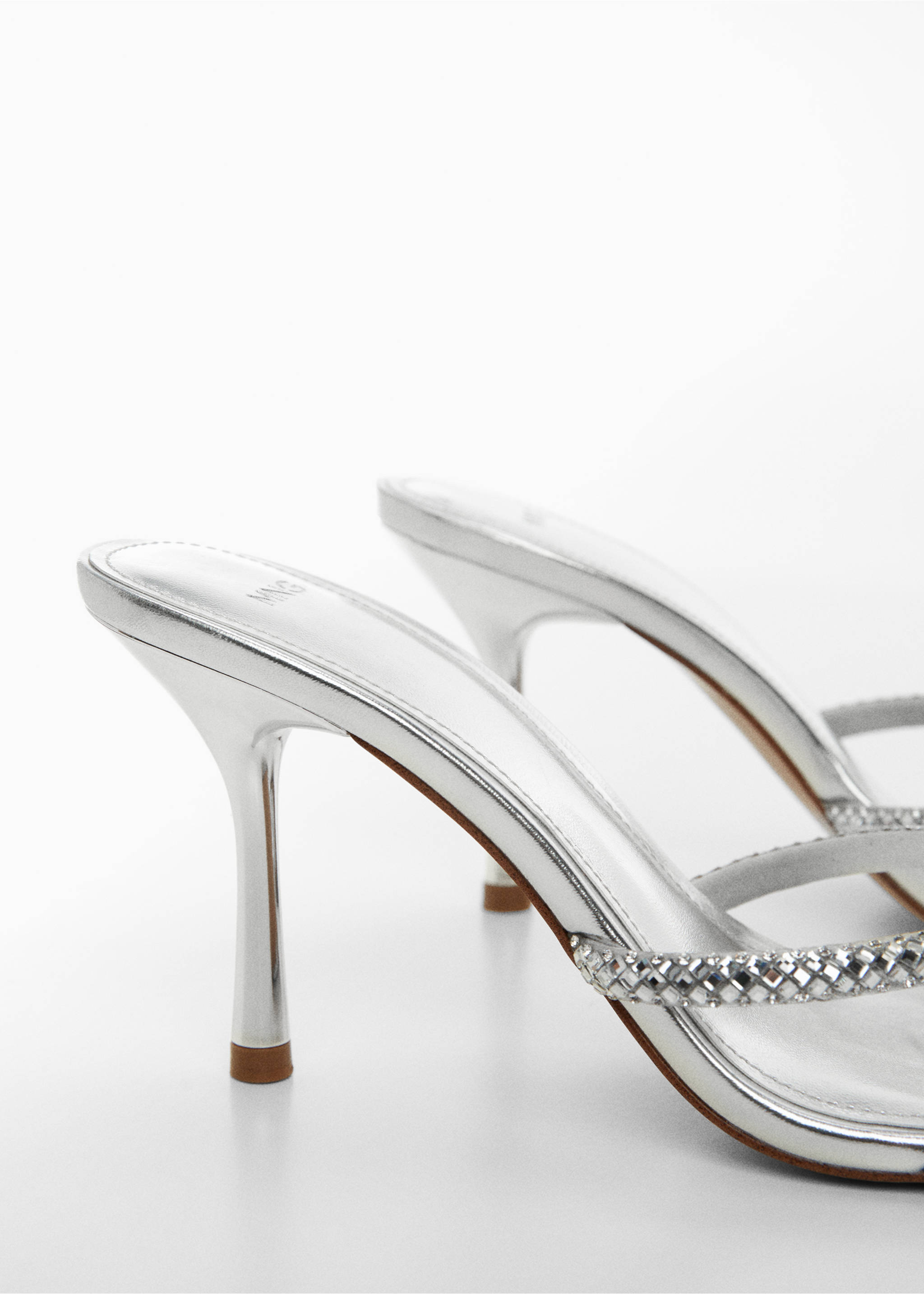 Strap rhinestone sandals - Details of the article 1, Silver. Ref: 67006339-00.