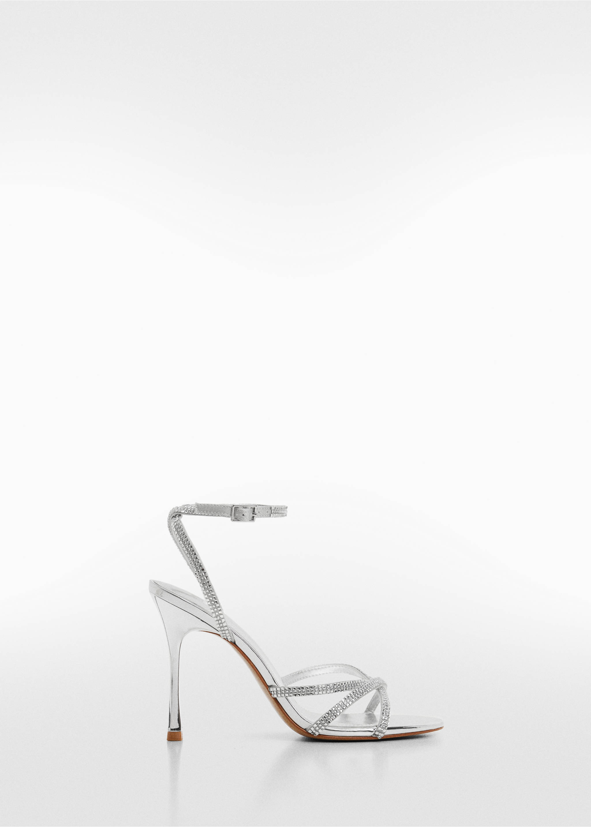 Strap rhinestone sandals - Article without model, Silver. Ref: 67006340-00.