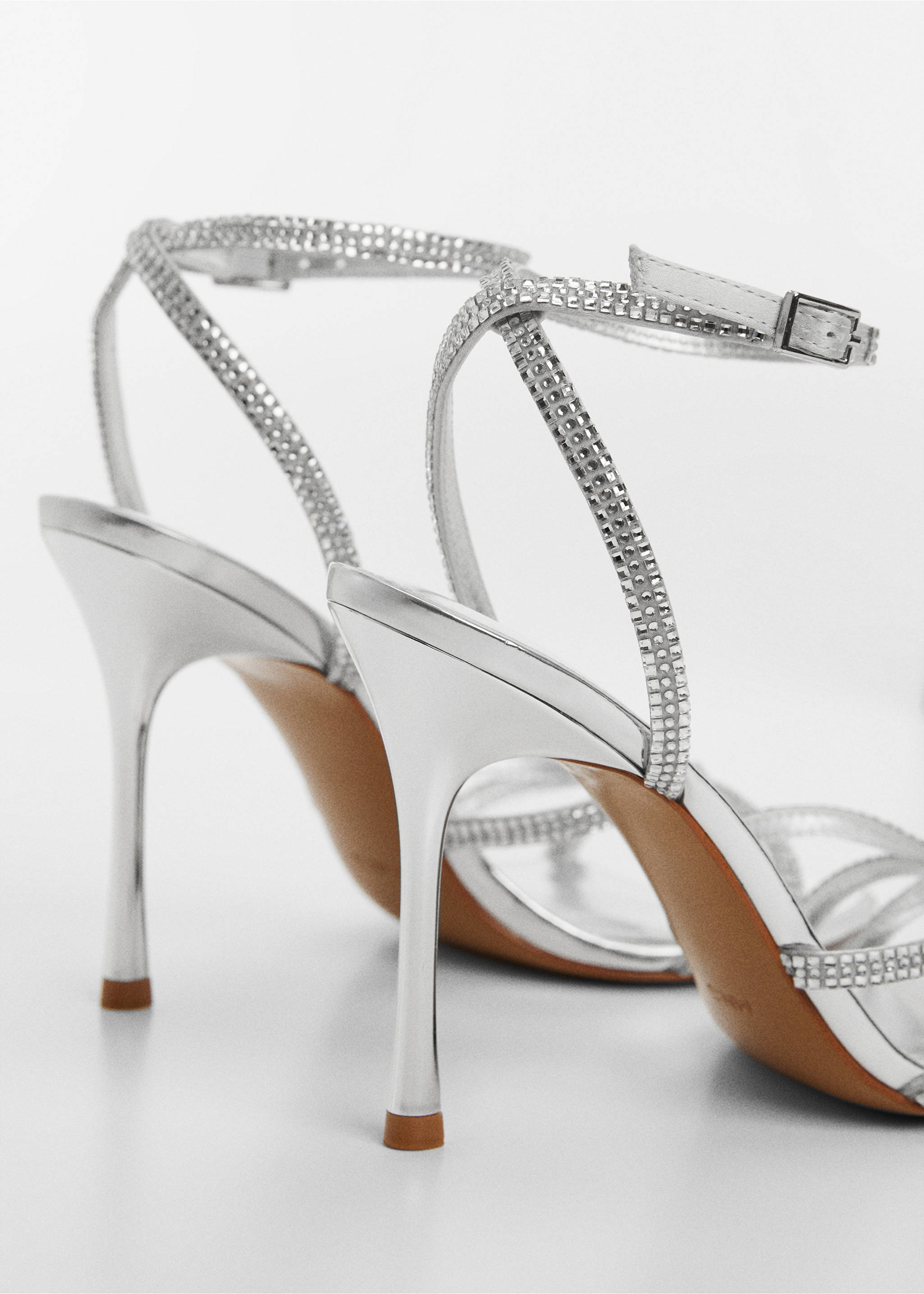 Strap rhinestone sandals - Details of the article 1, Silver. Ref: 67006340-00.