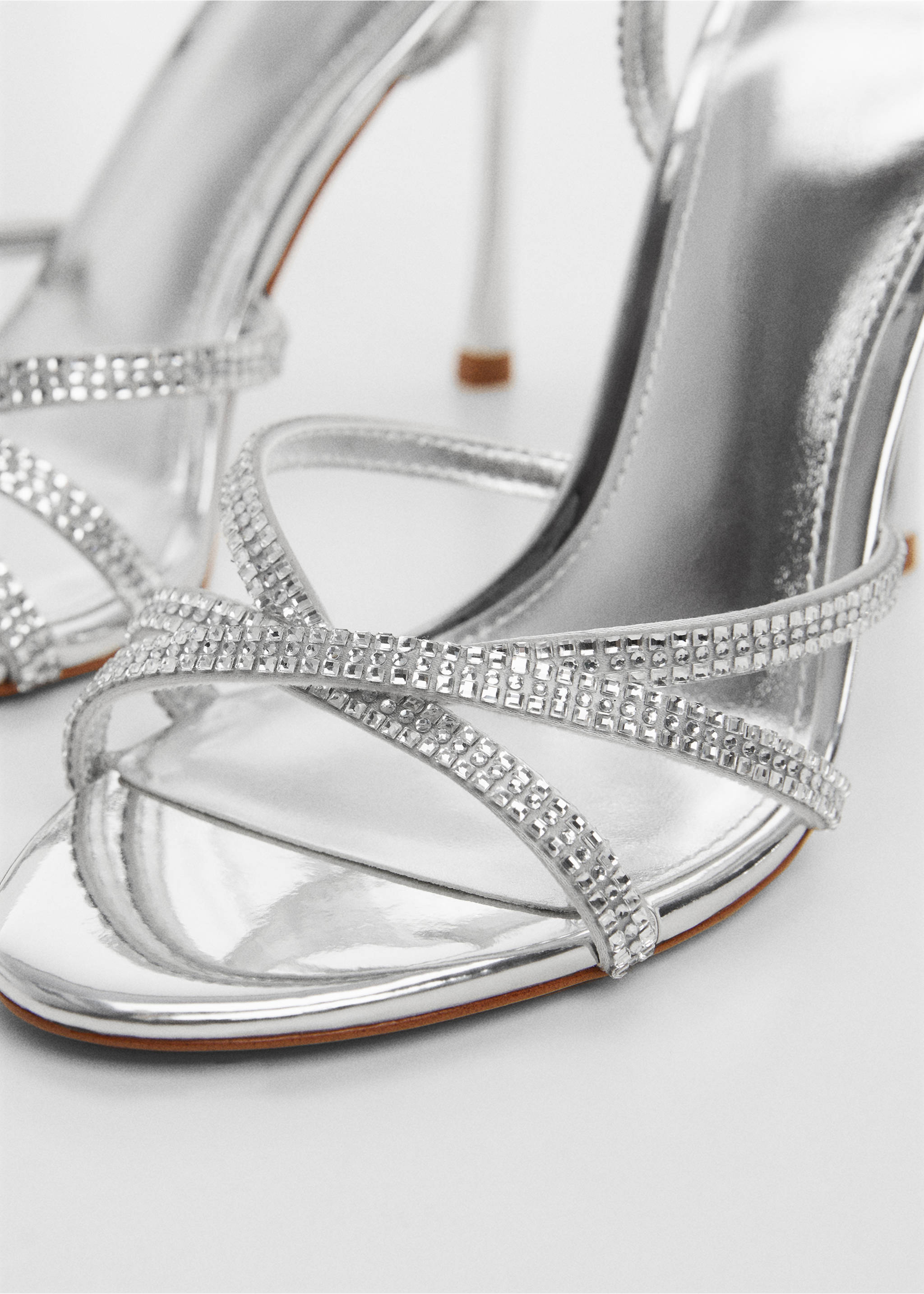 Strap rhinestone sandals - Details of the article 2, Silver. Ref: 67006340-00.