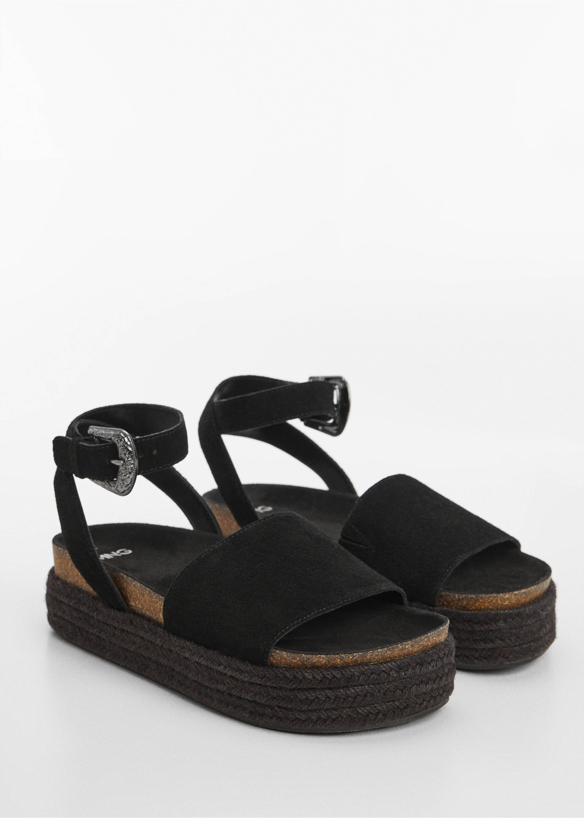 Platform leather sandals - Medium plane, Black. Ref: 67006341-00.
