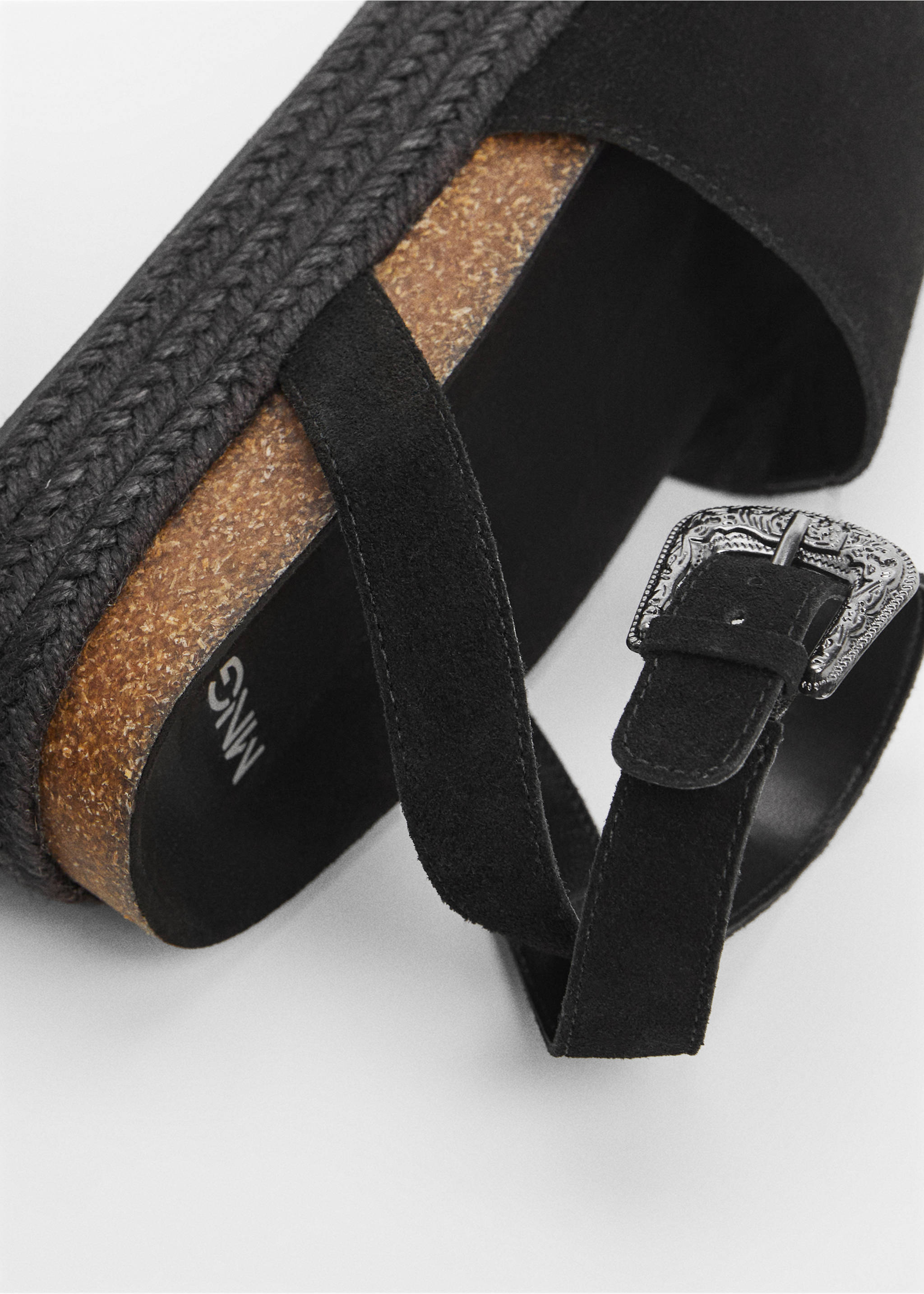 Platform leather sandals - Details of the article 1, Black. Ref: 67006341-00.