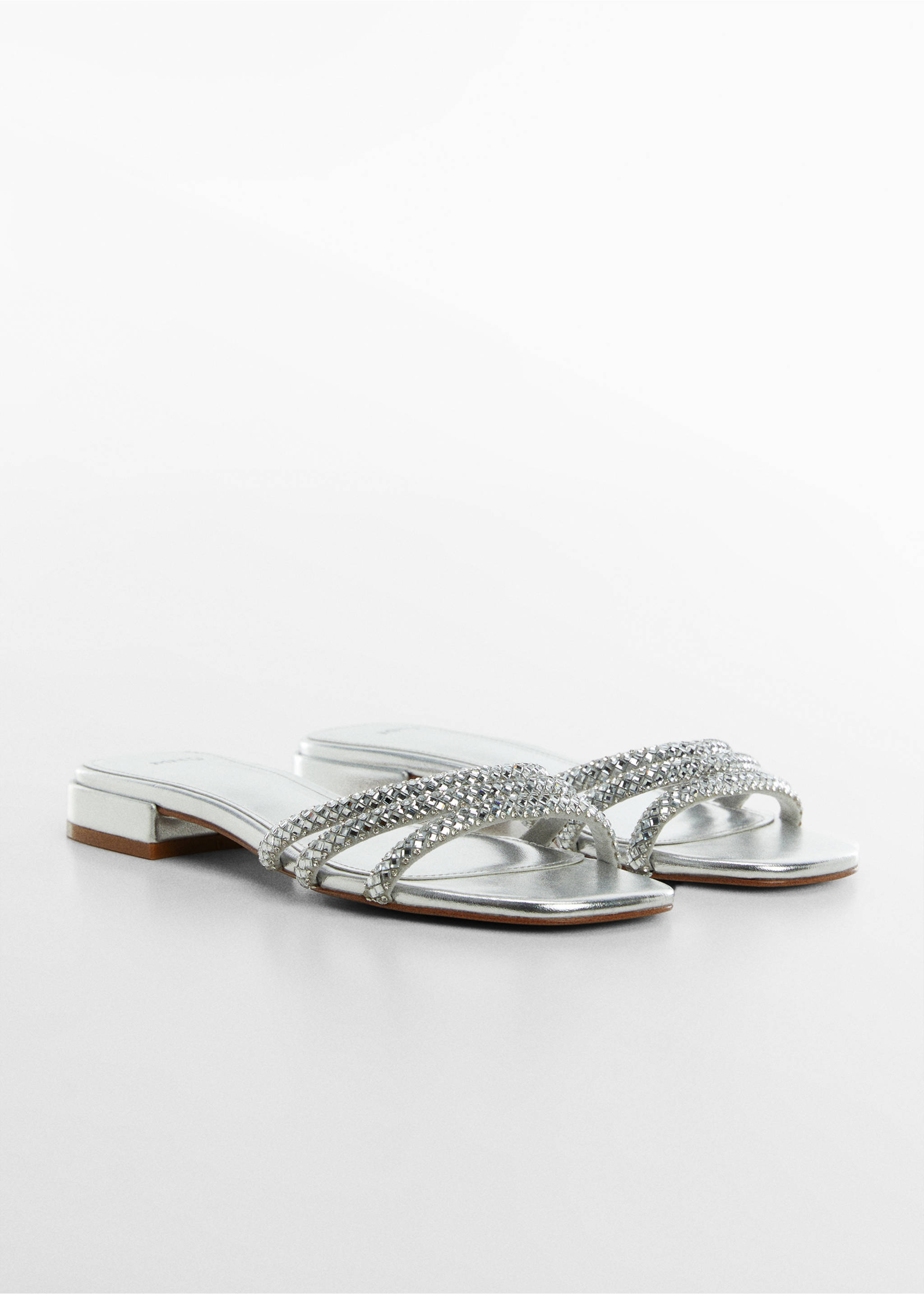 Sandals with glitter straps - Medium plane, Silver. Ref: 67006345-00.