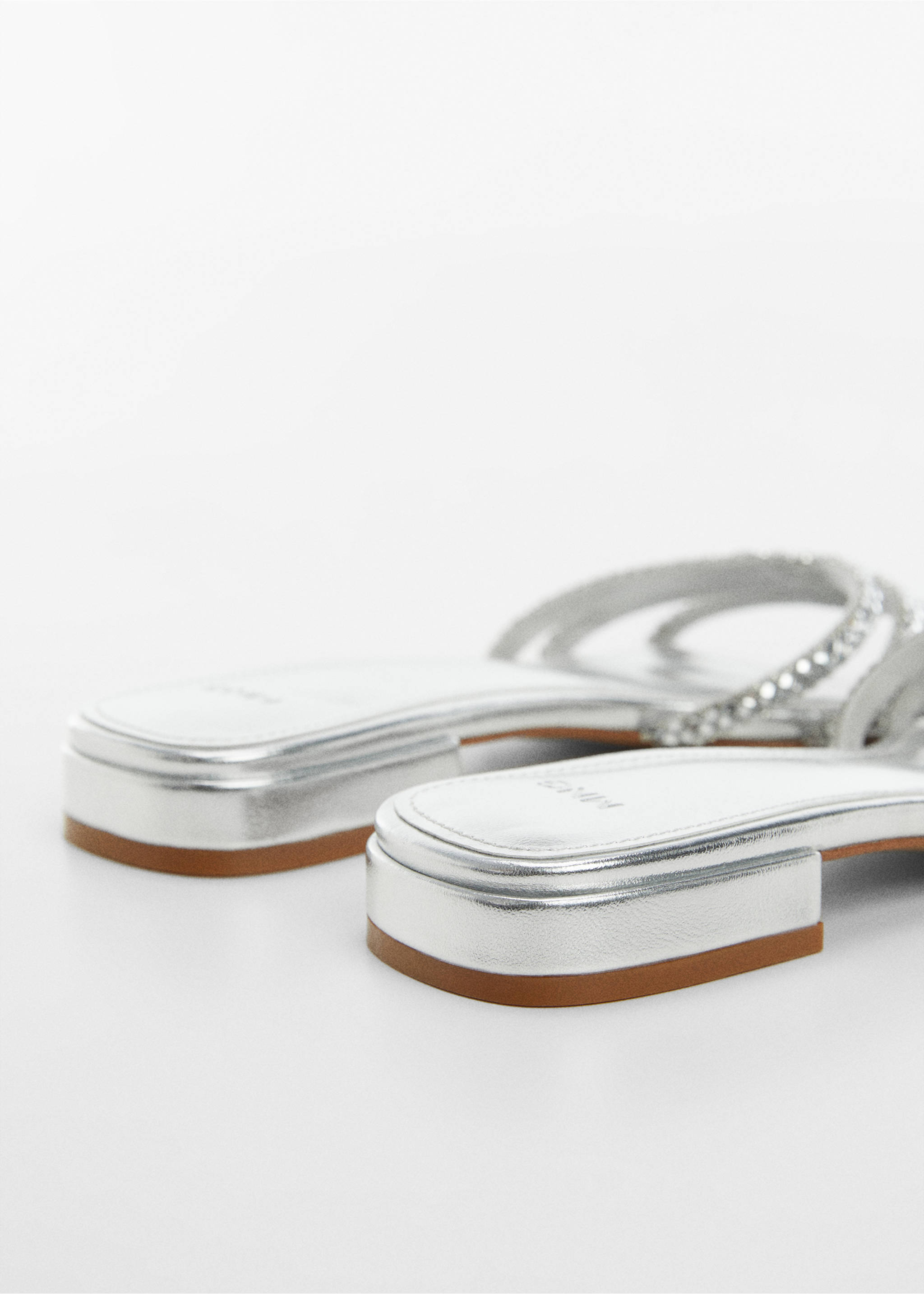 Sandals with glitter straps - Details of the article 1, Silver. Ref: 67006345-00.
