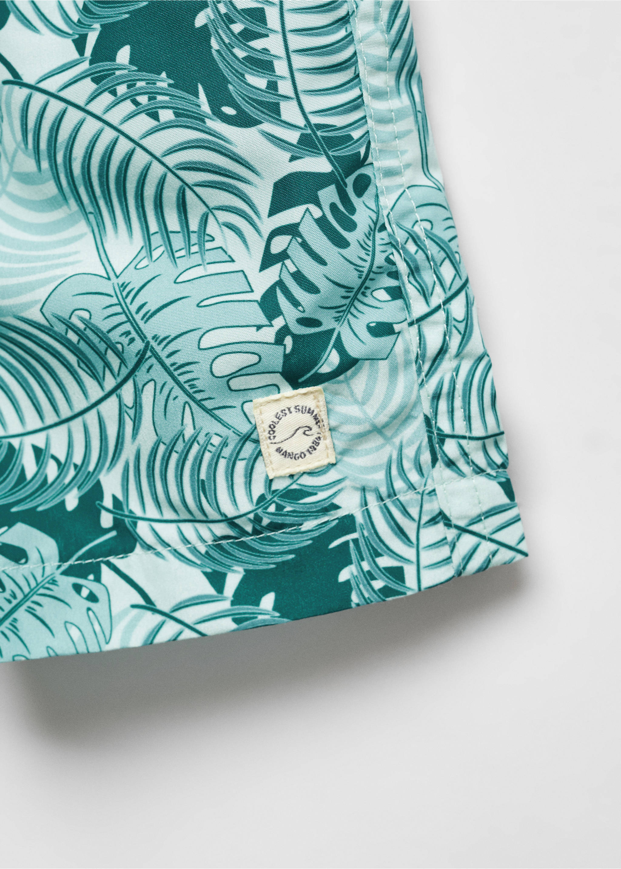 Leaf-print swimsuit - Details of the article 8, Aqua Green. Ref: 67006352-00.