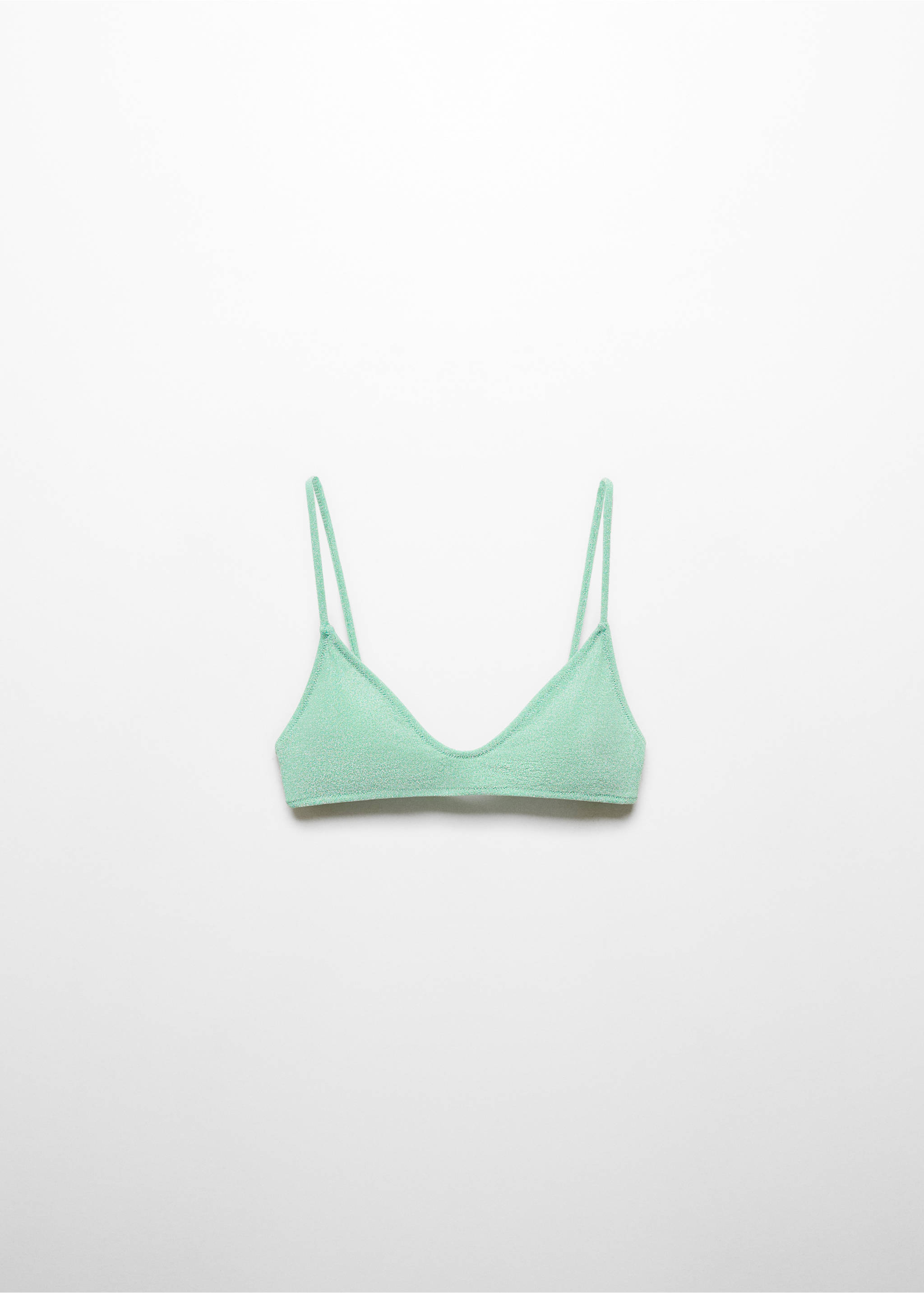 Bikini top with shiny finish - Article without model, Turquoise. Ref: 67006737-00.