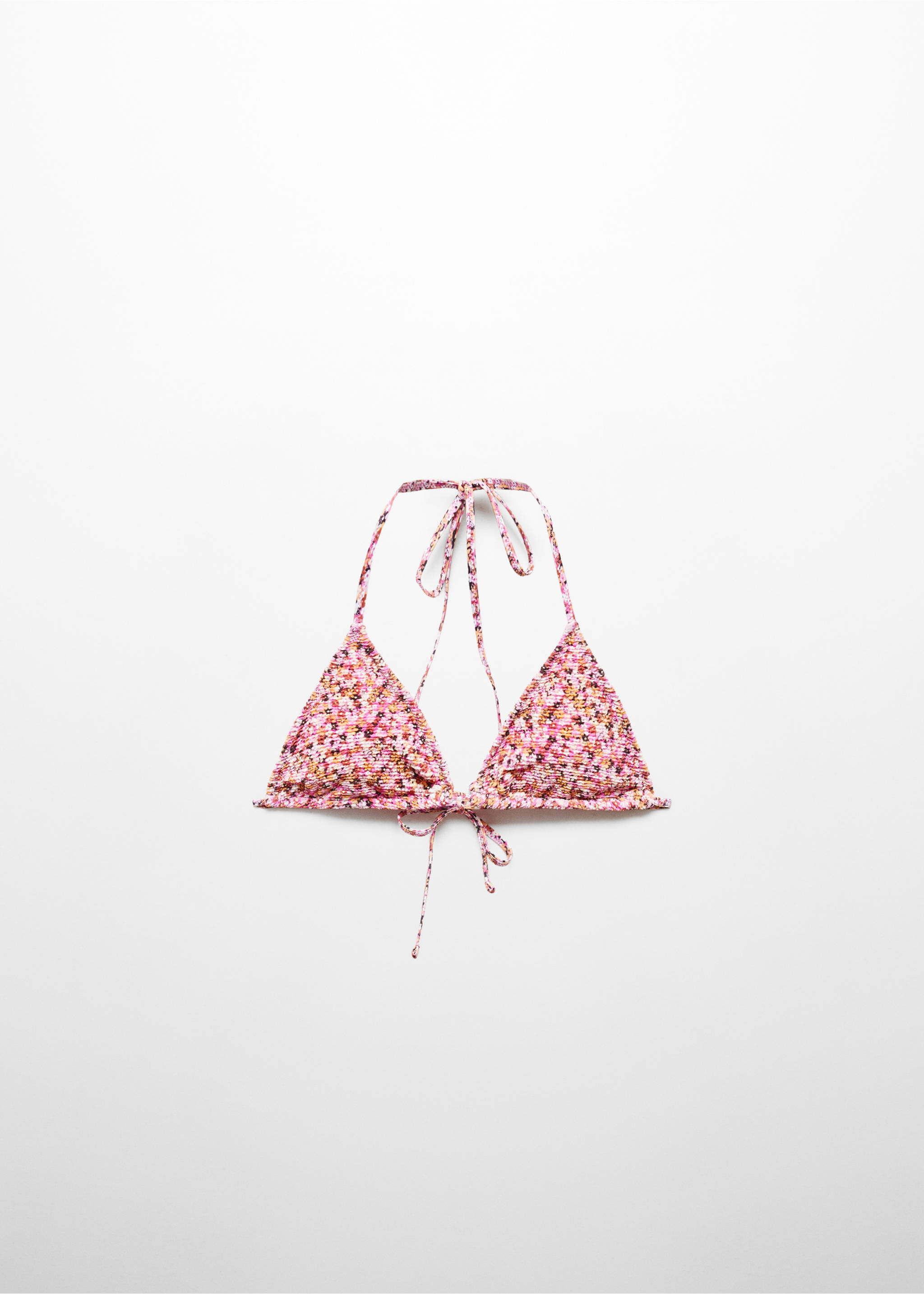 Floral triangular bikini top - Article without model, Pink. Ref: 67006738-00.