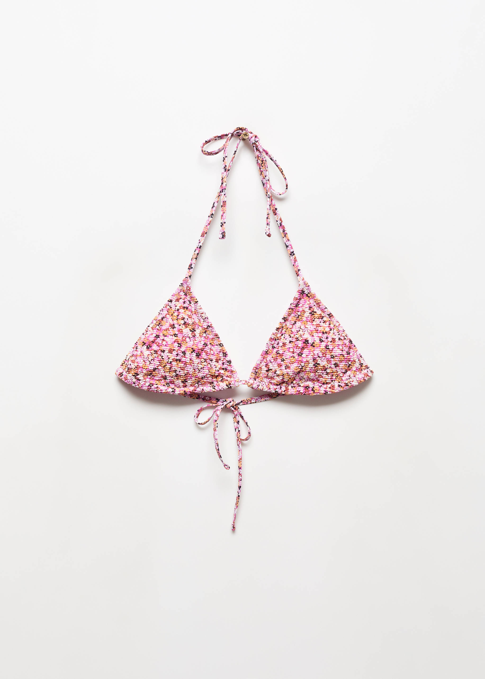 Floral triangular bikini top - Article without model, Pink. Ref: 67006738-00.