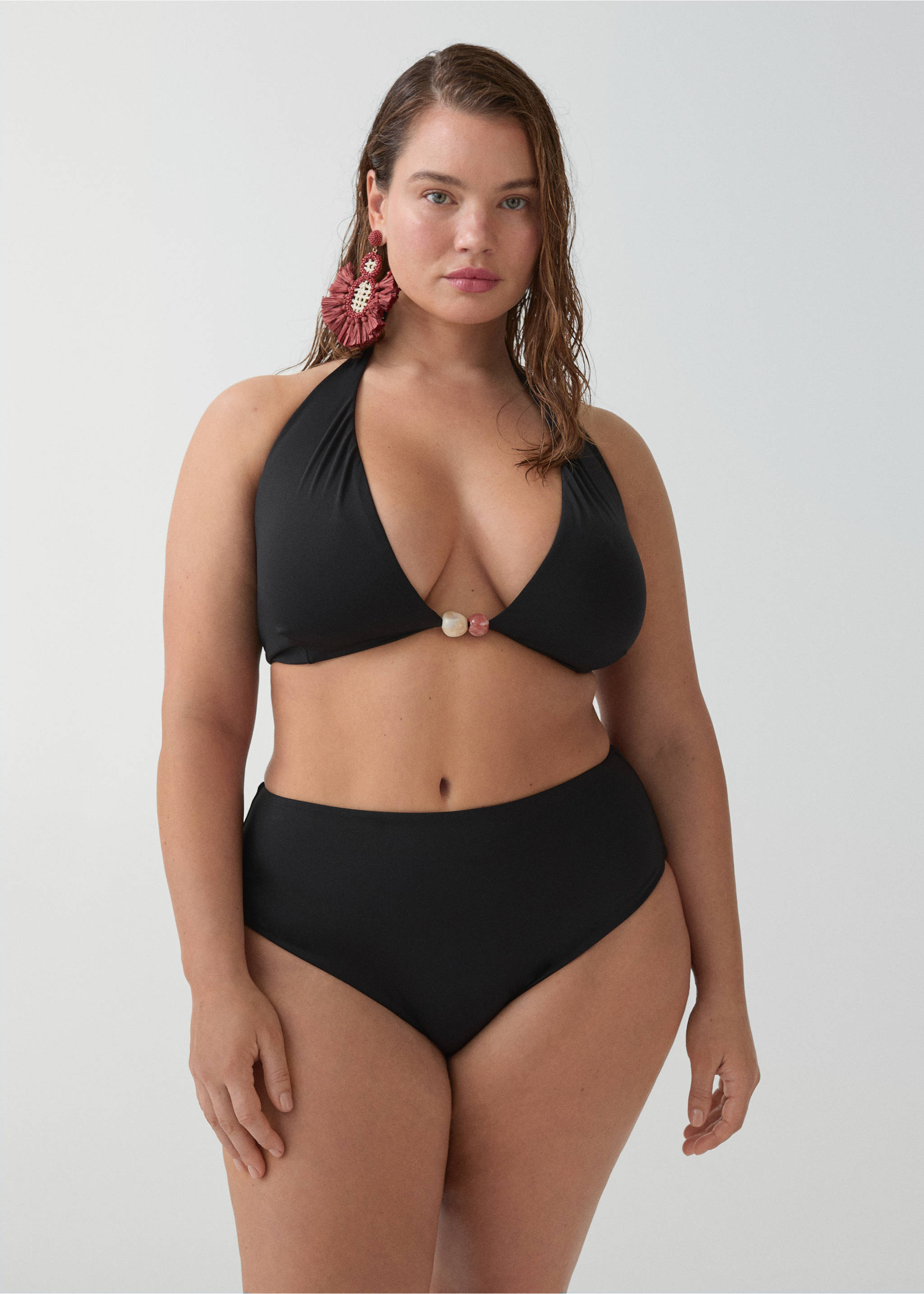 Beaded bikini bra - Details of the article 5, Black. Ref: 67006742-00.