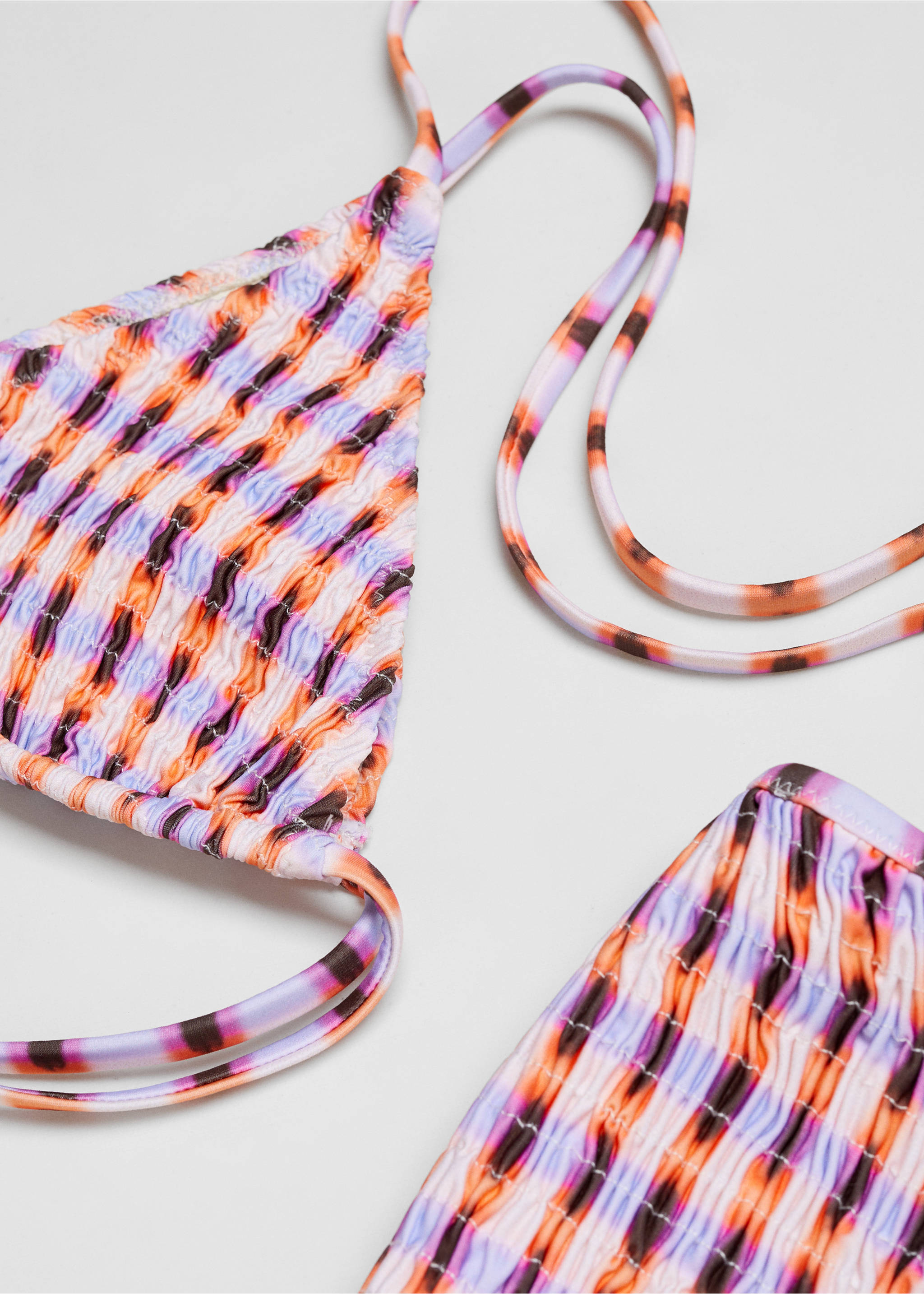 Printed bikini top - Details of the article 8, Lilac. Ref: 67006745-00.