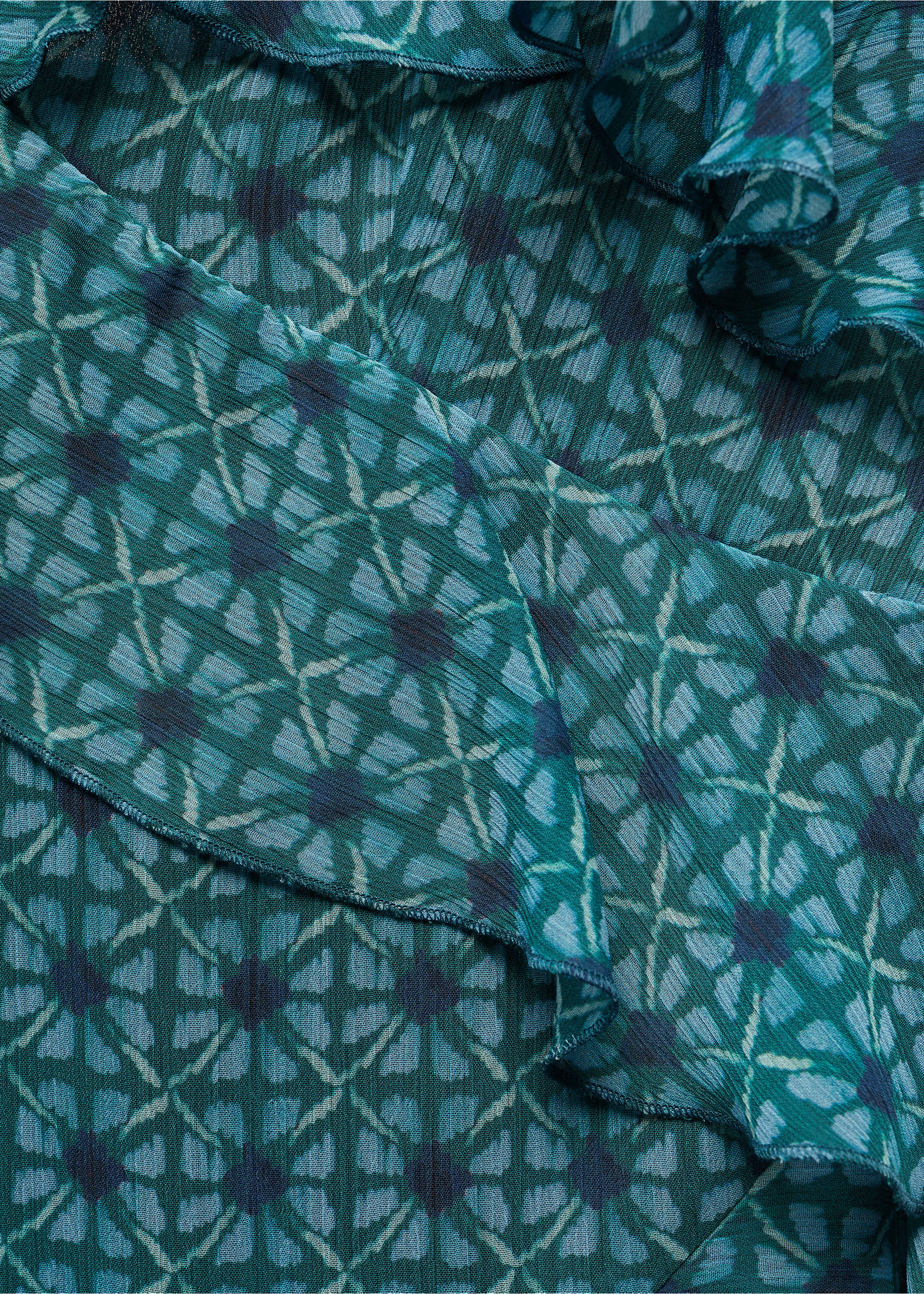 Asymmetrical ruffled-hem dress - Details of the article 8, Turquoise. Ref: 67006760-00.