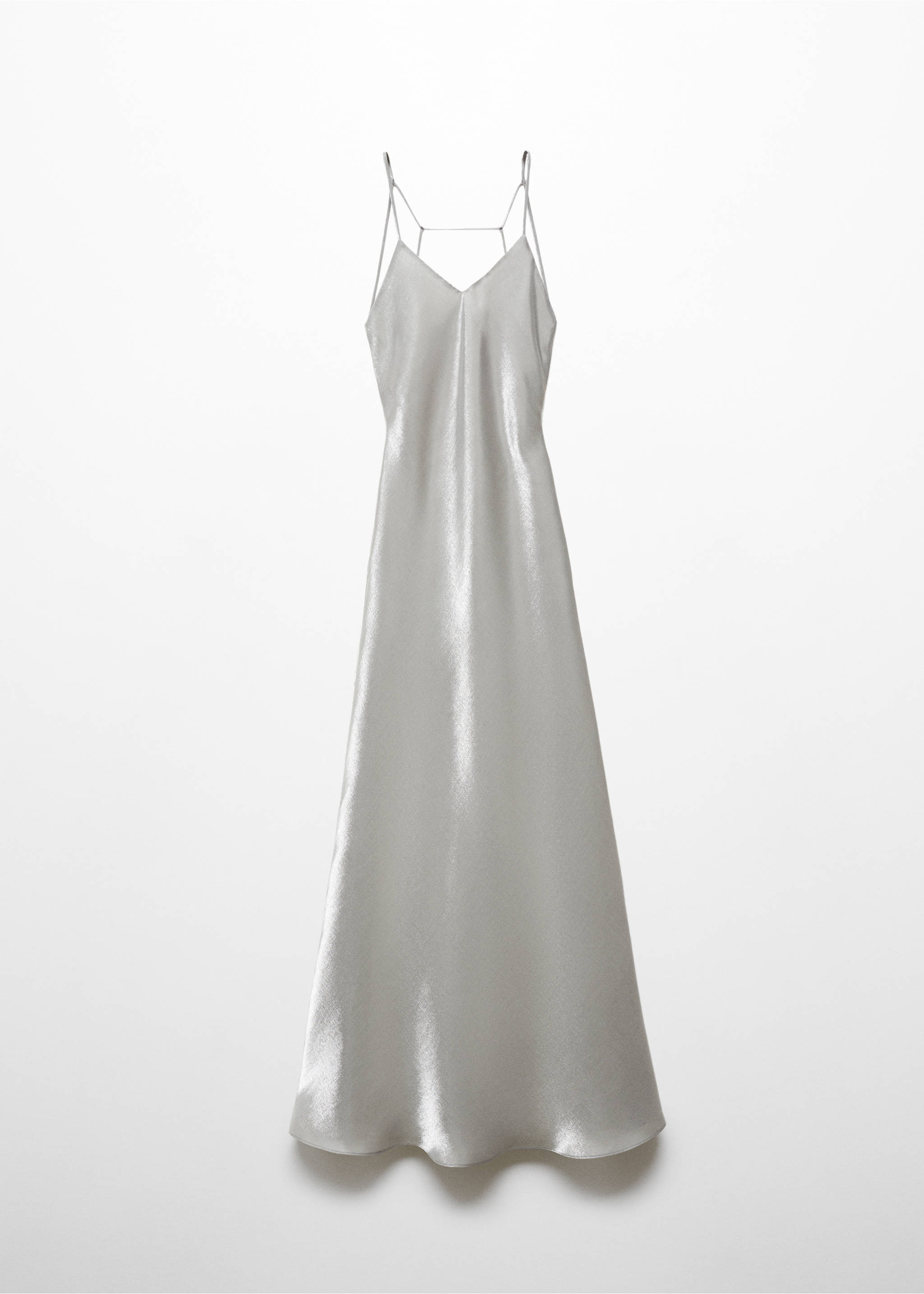 Long satin dress - Article without model, Silver. Ref: 67006761-00.