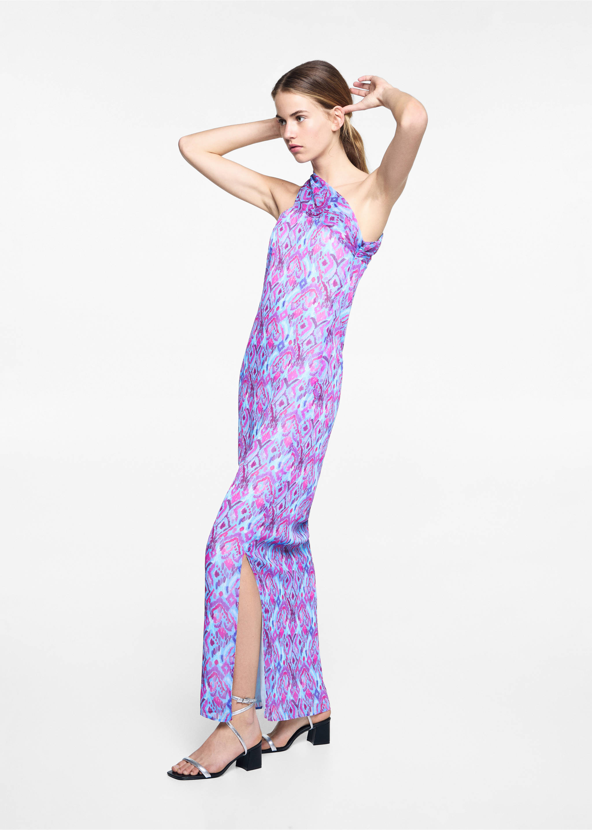 Asymmetrisches Printkleid - Allgemeine Ansicht, Lila. Ref: 67006763-00.