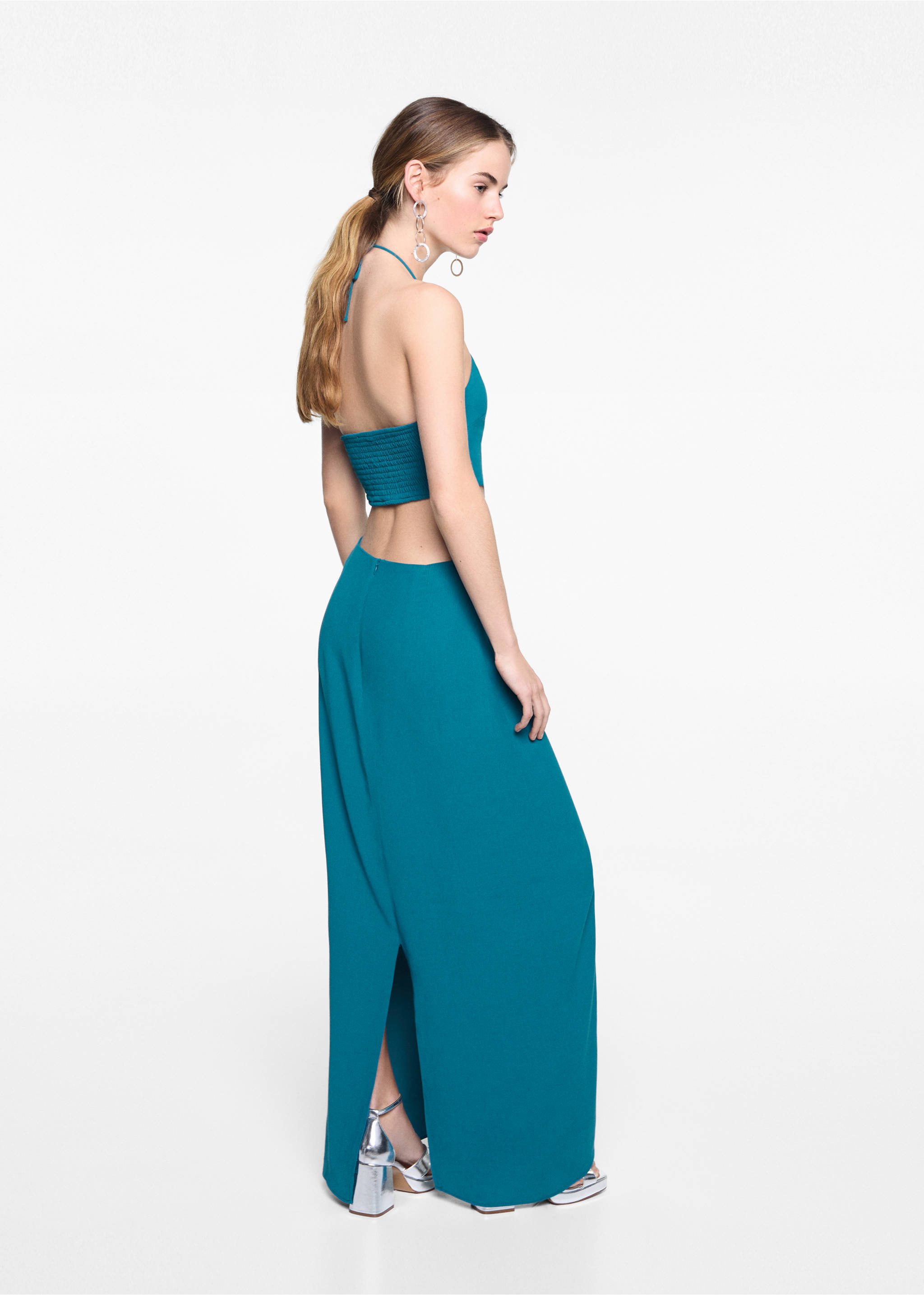 Robe longue halter - Verso de l’article, Turquoise. Ref: 67006767-00.