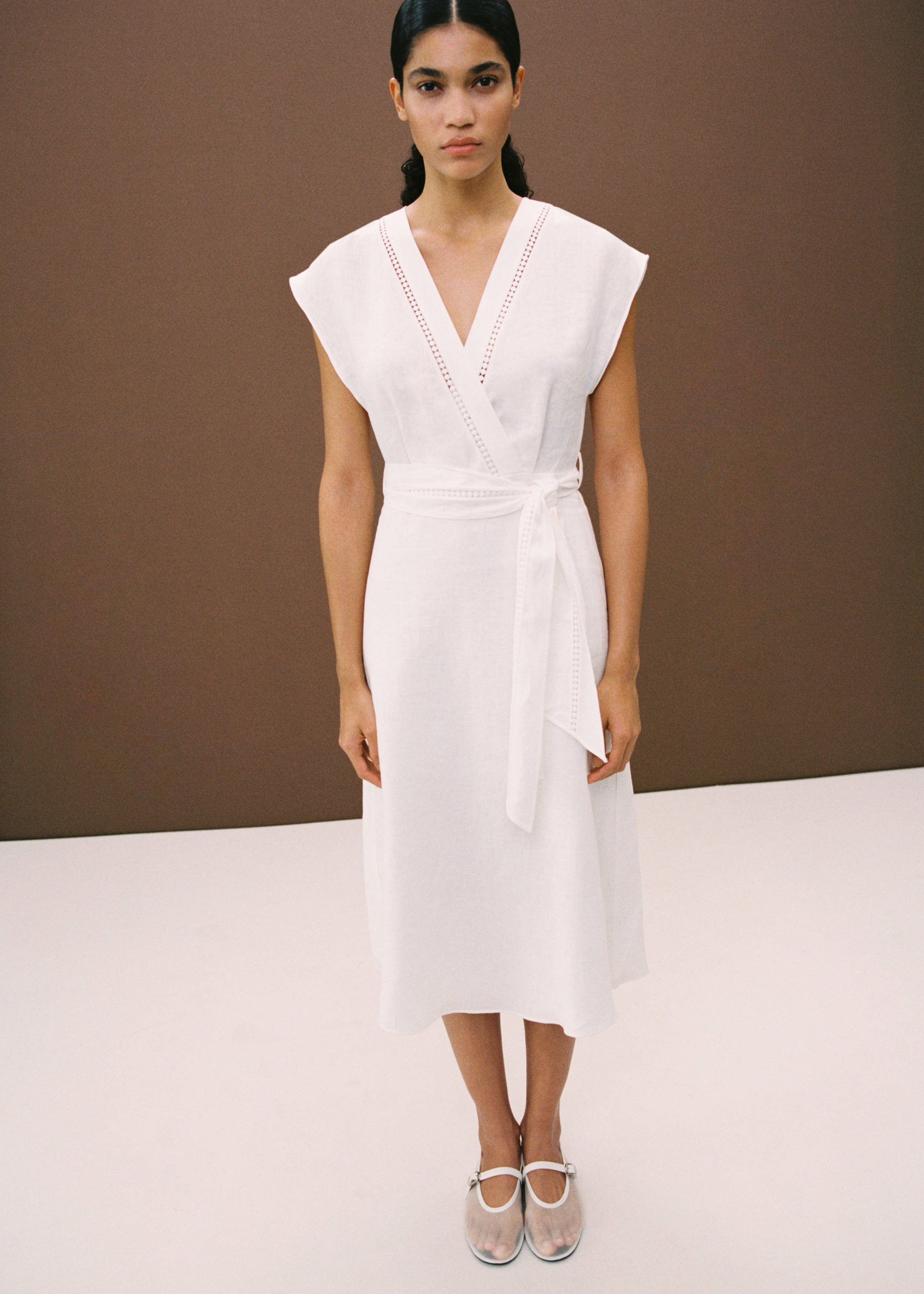 100% linen dress with bow - Details of the article 9