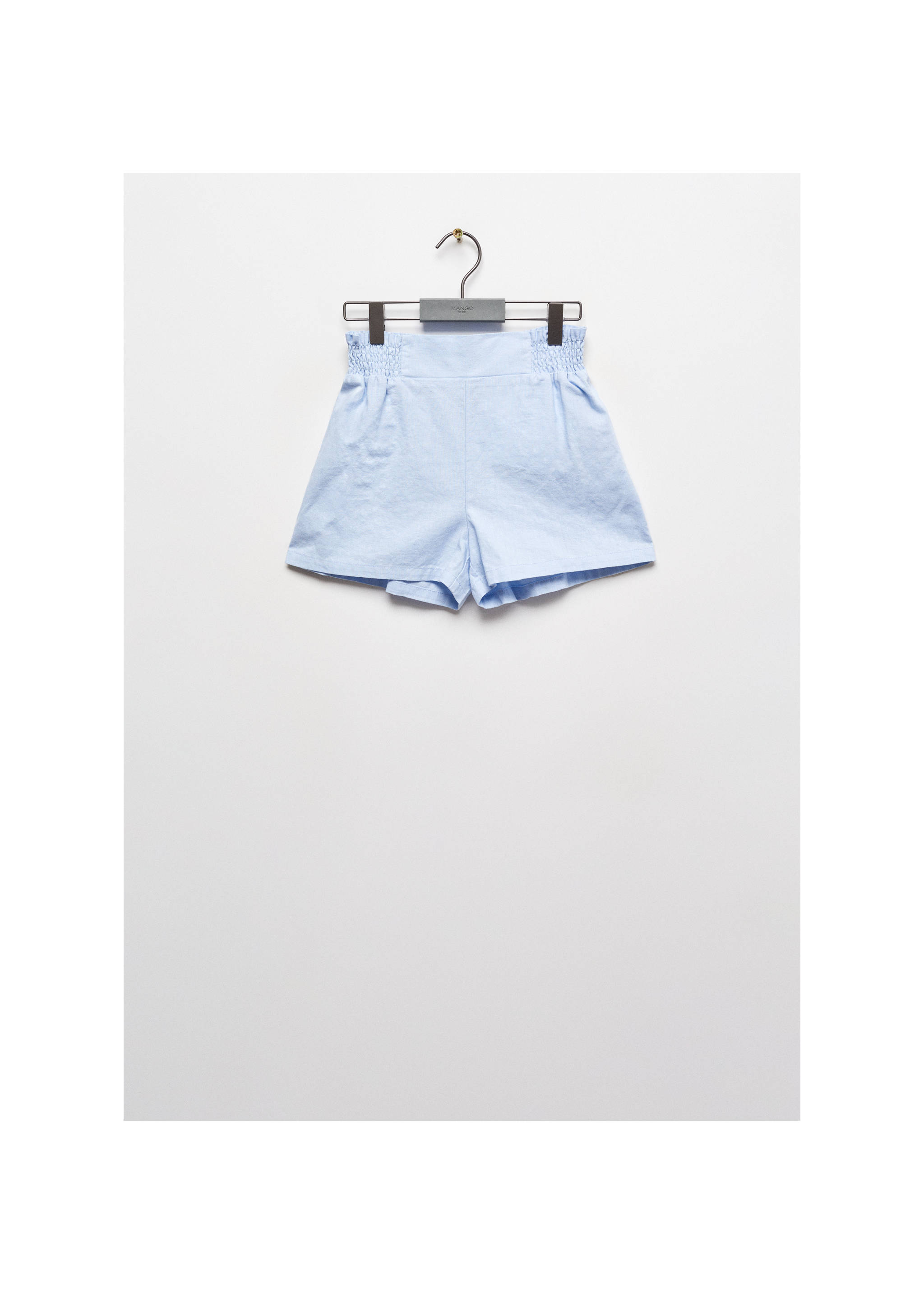 Linneshorts resårmidja - Artikel utan modell, Himmelblå. Ref: 67007118-00.