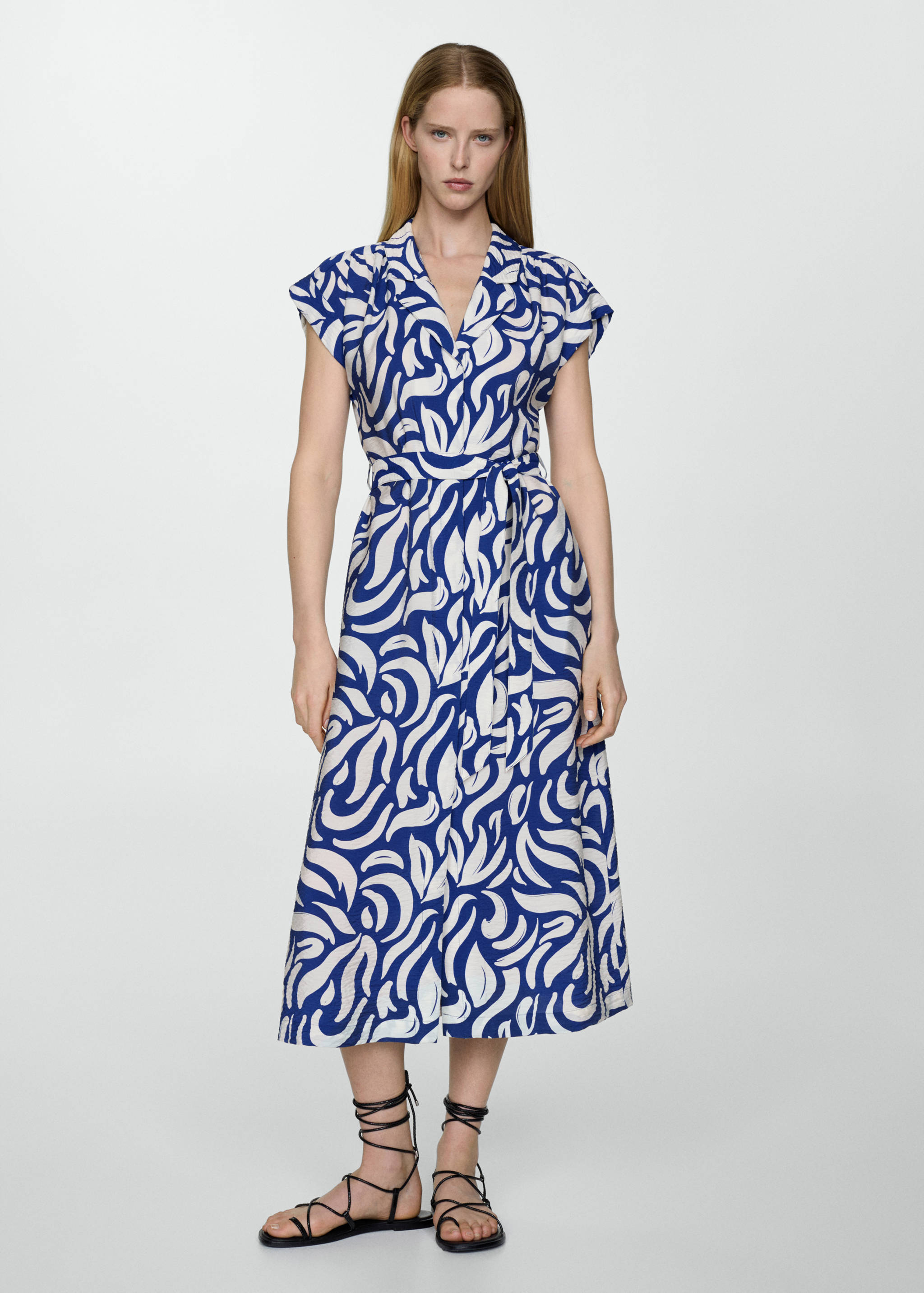 Vestido camisero textura lazo - Plano general