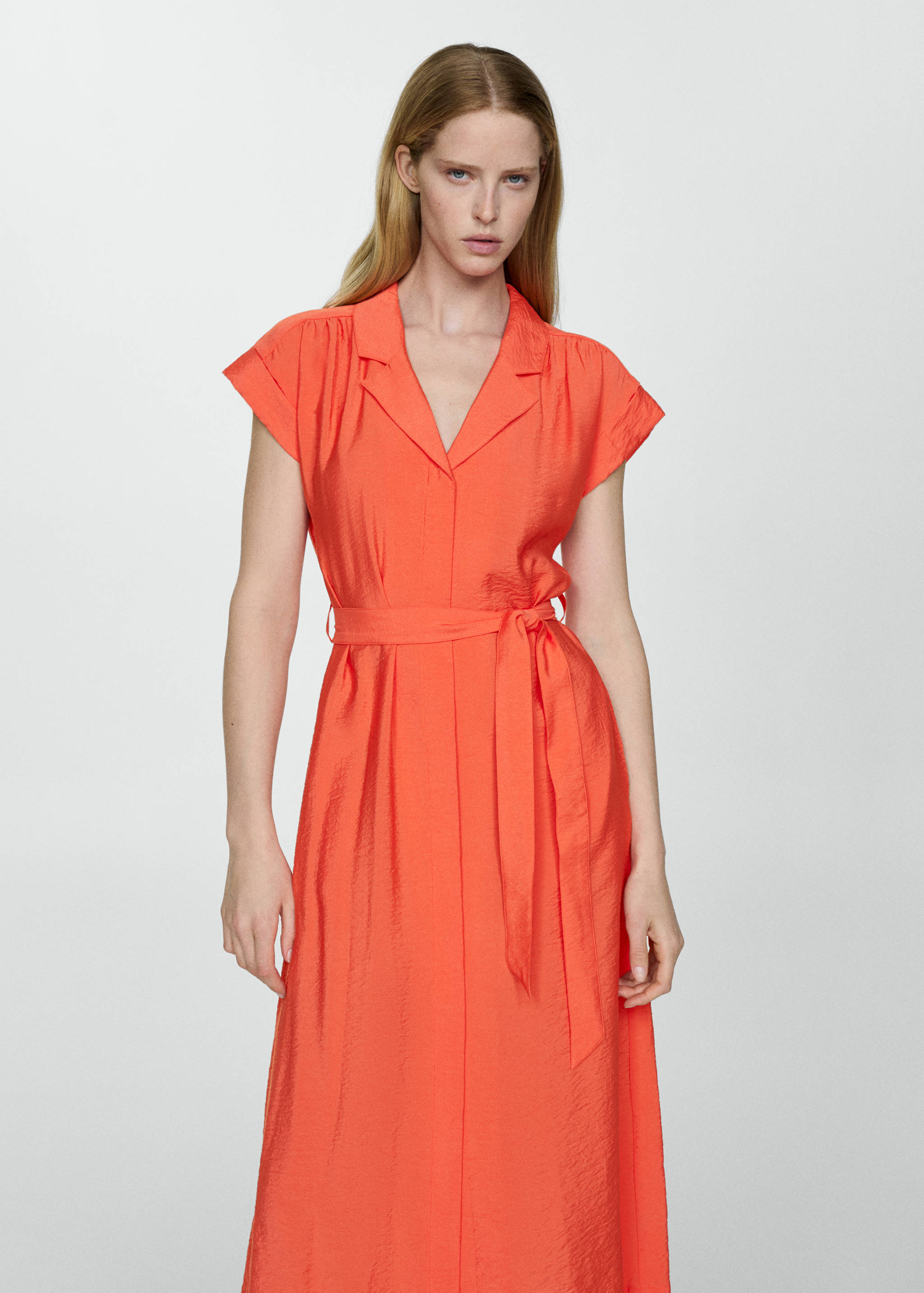 Textured shirt dress with bow - Medium plane