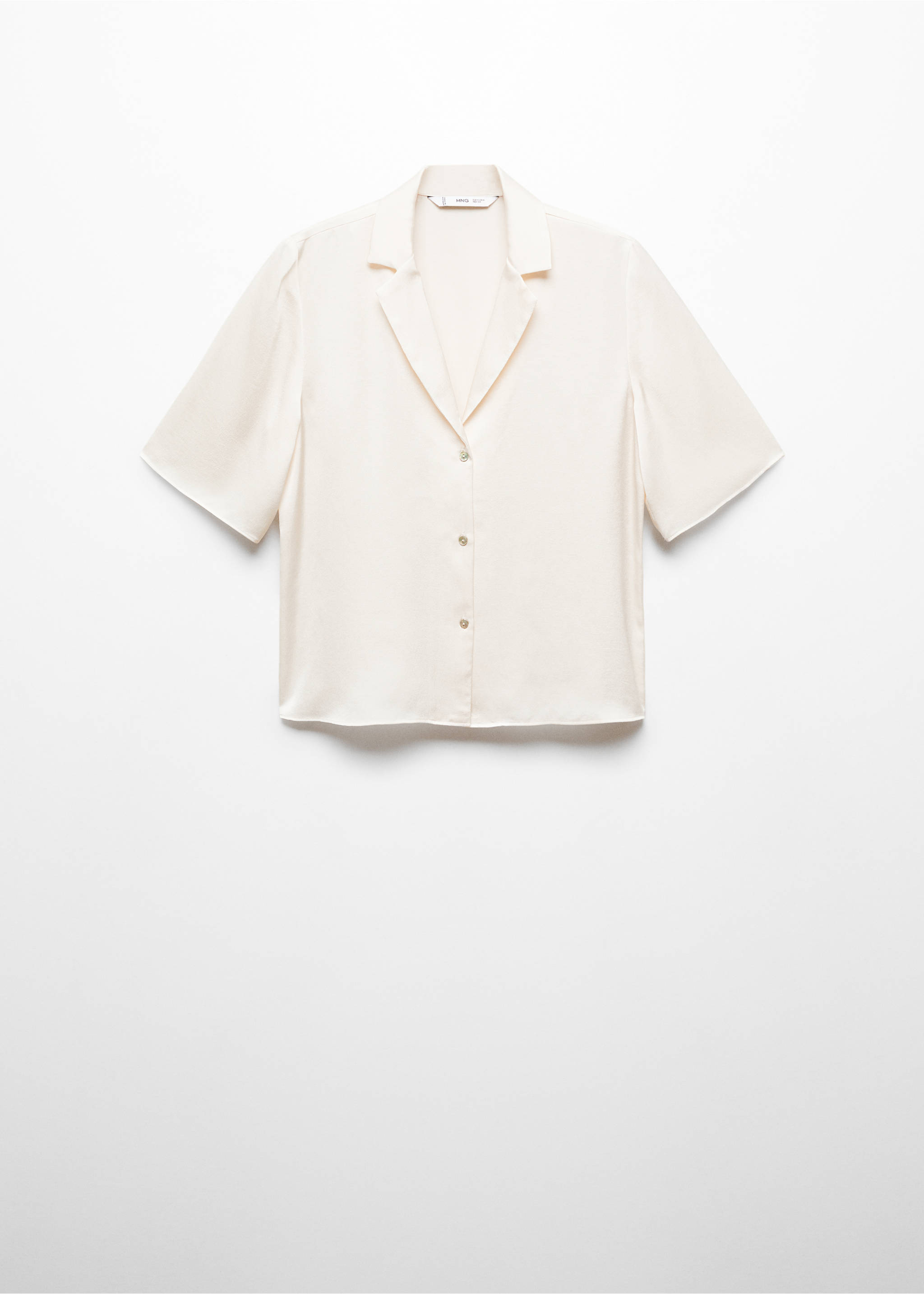 Short-sleeved satin shirt - Article without model, Ecru. Ref: 67007129-00.