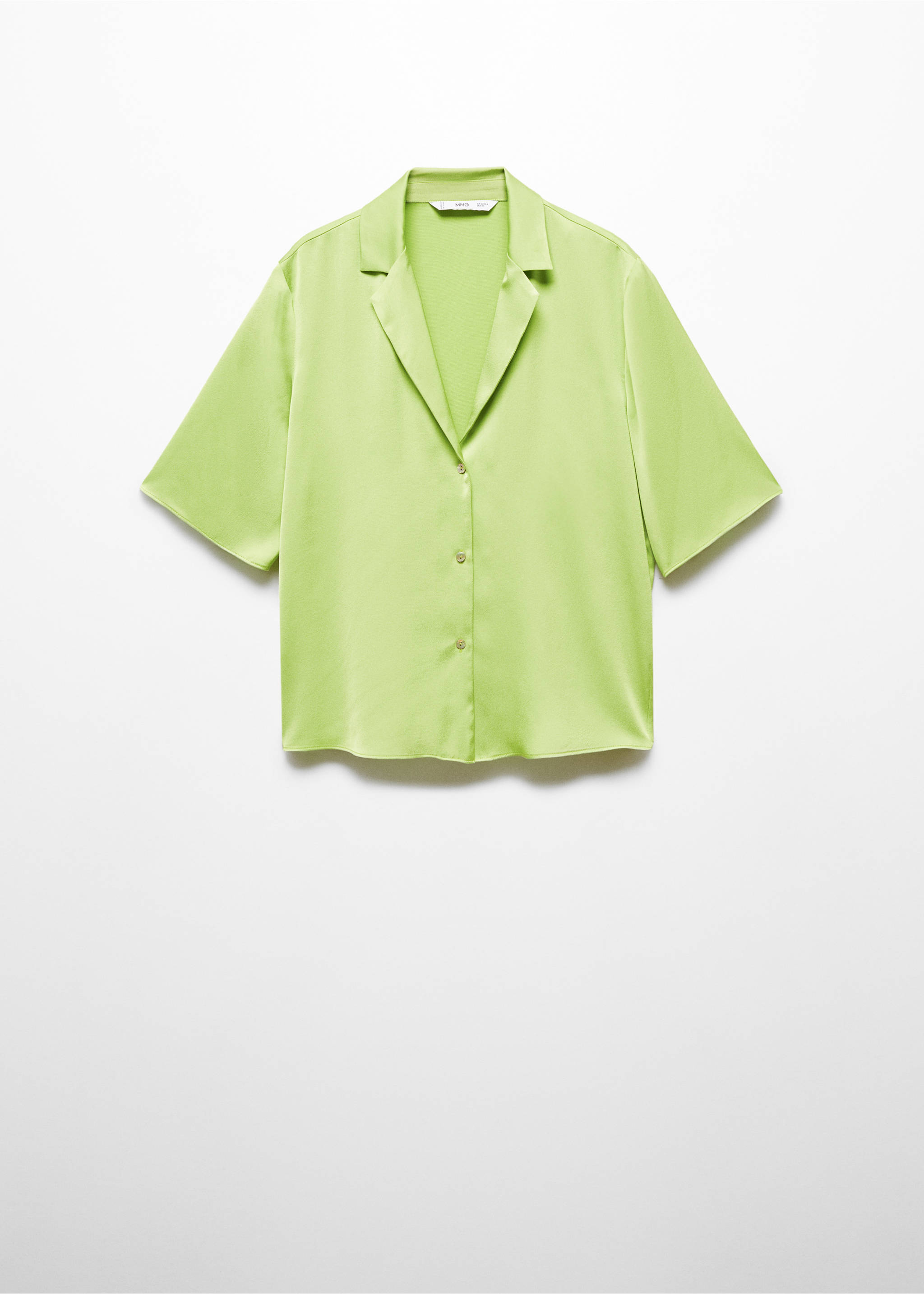 Satinerad kortärmad skjorta - Artikel utan modell, Grön. Ref: 67007129-00.