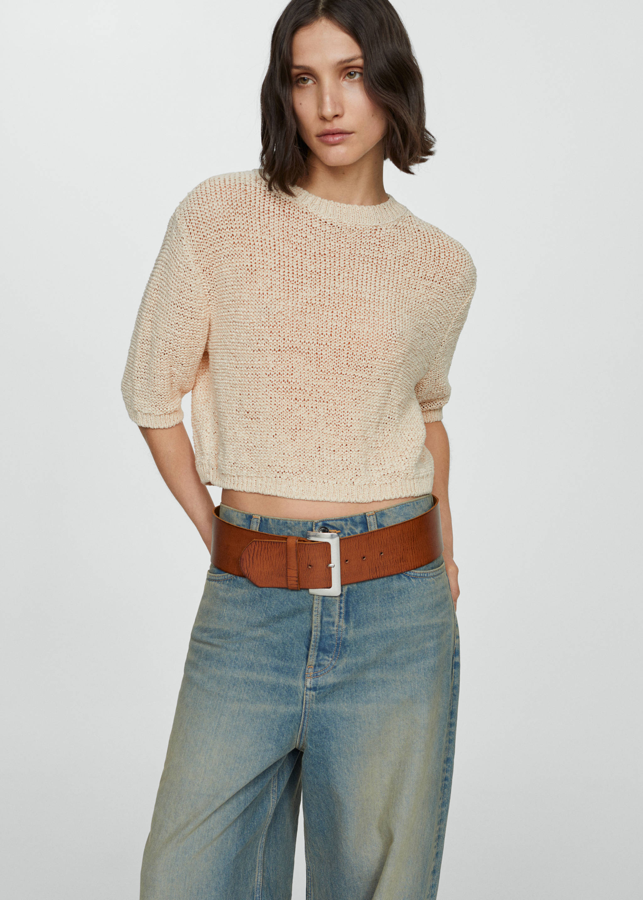 Kortärmad tröja 100% bomull - Bild av mittparti