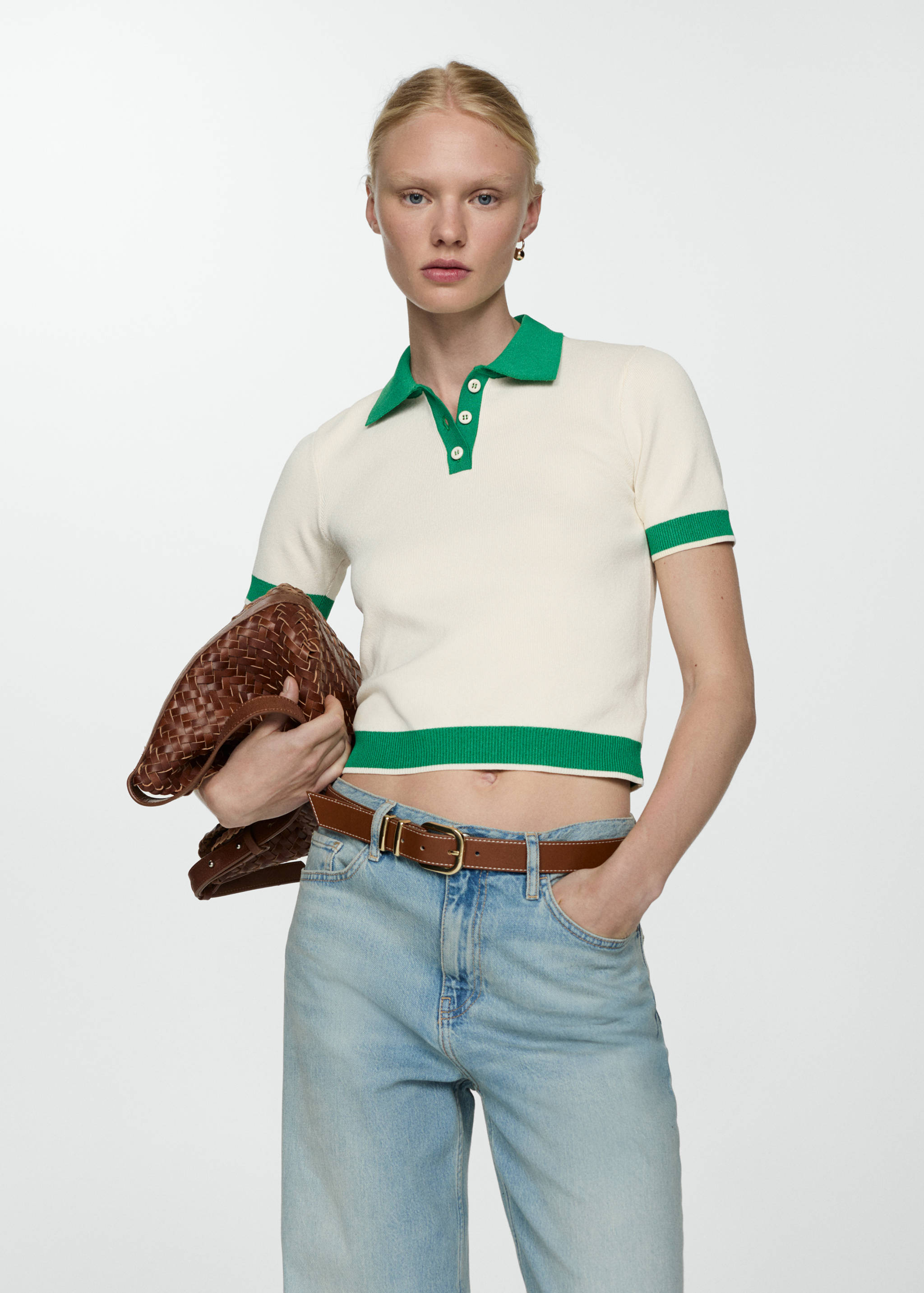 Pull-over maille col polo - Plan moyen