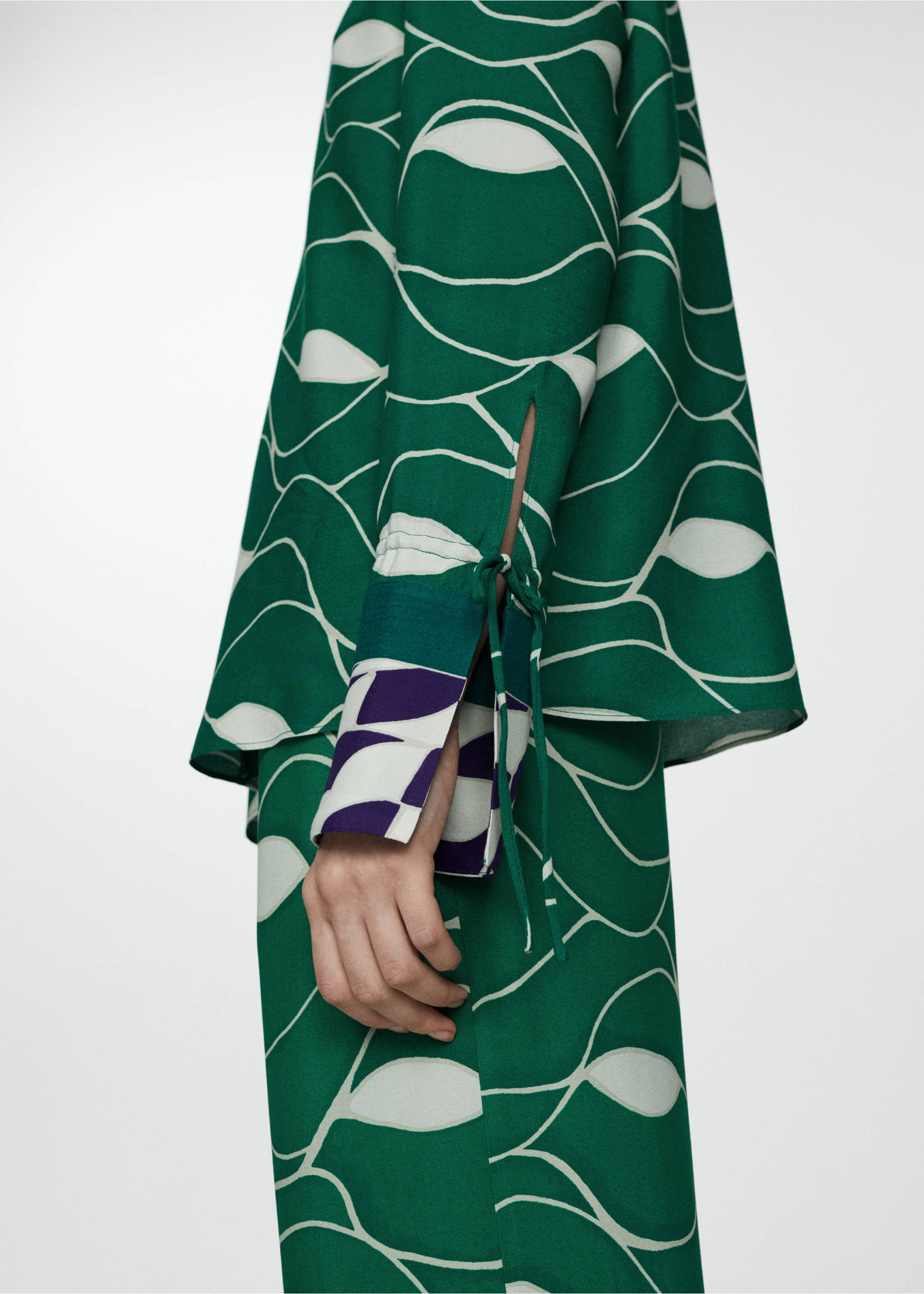 Blouse imprimée nœud - Détail de l'article 3, Vert. Ref: 67007150-00.