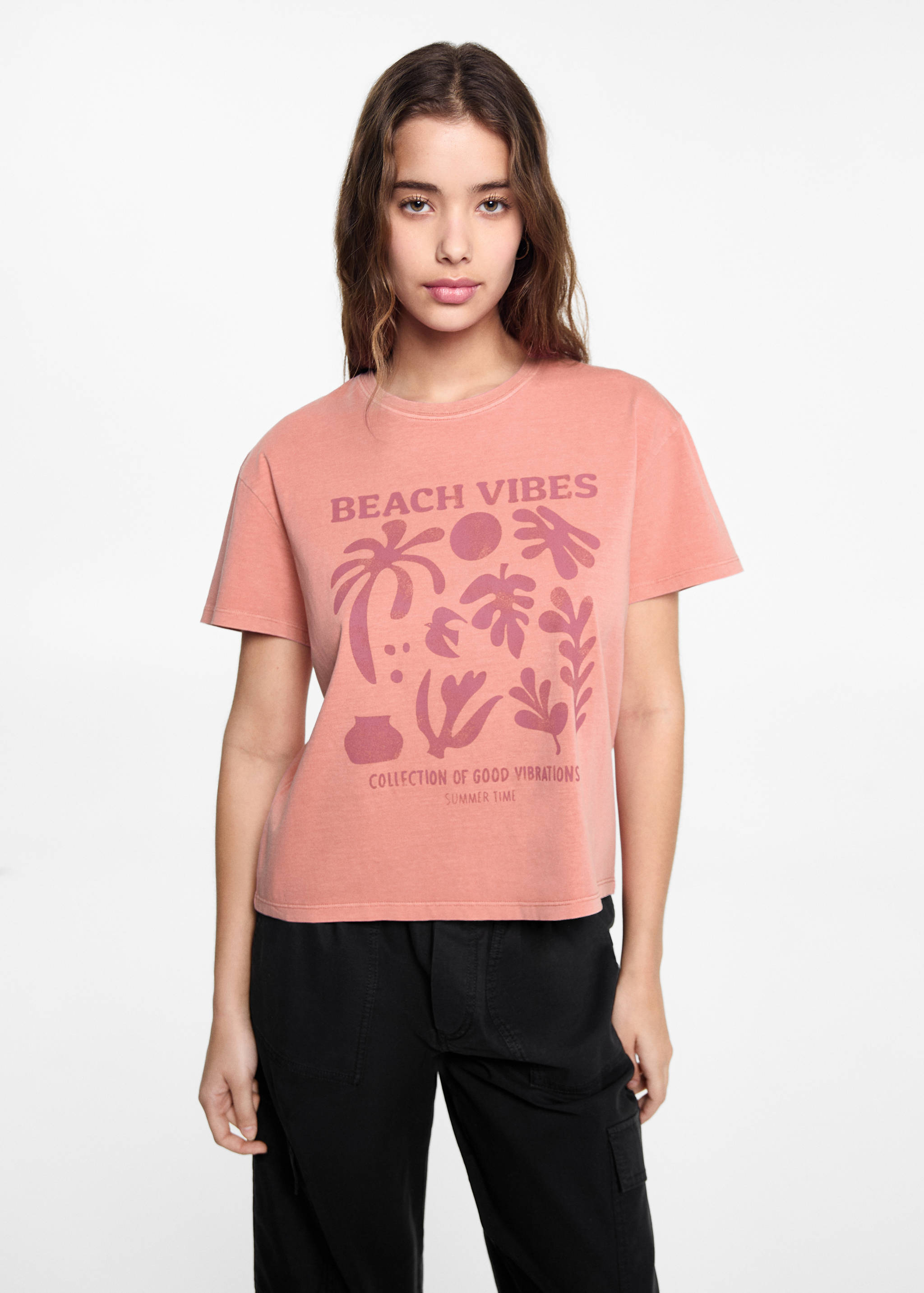 T-shirt coton imprimé - Plan moyen