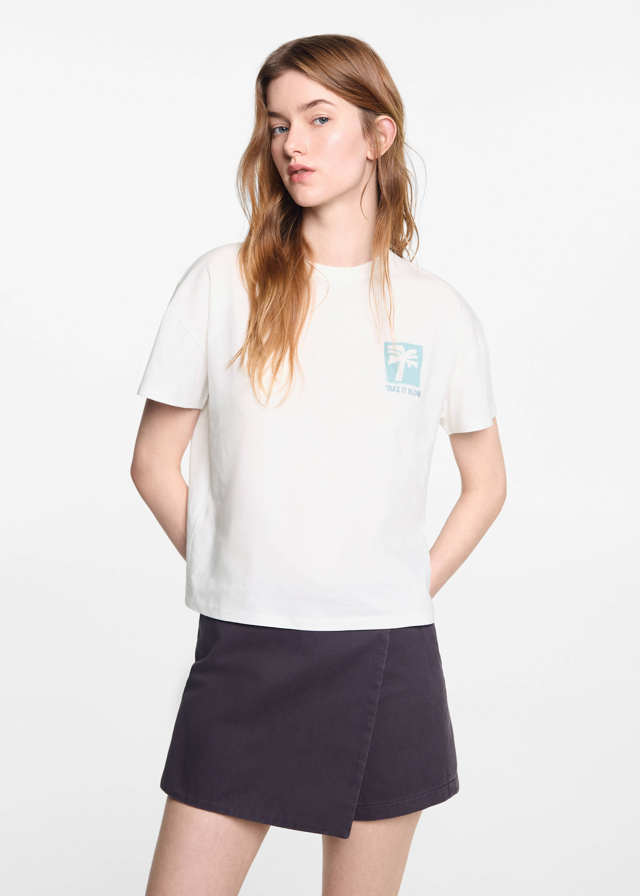 Printed cotton-blend T-shirt - Medium plane