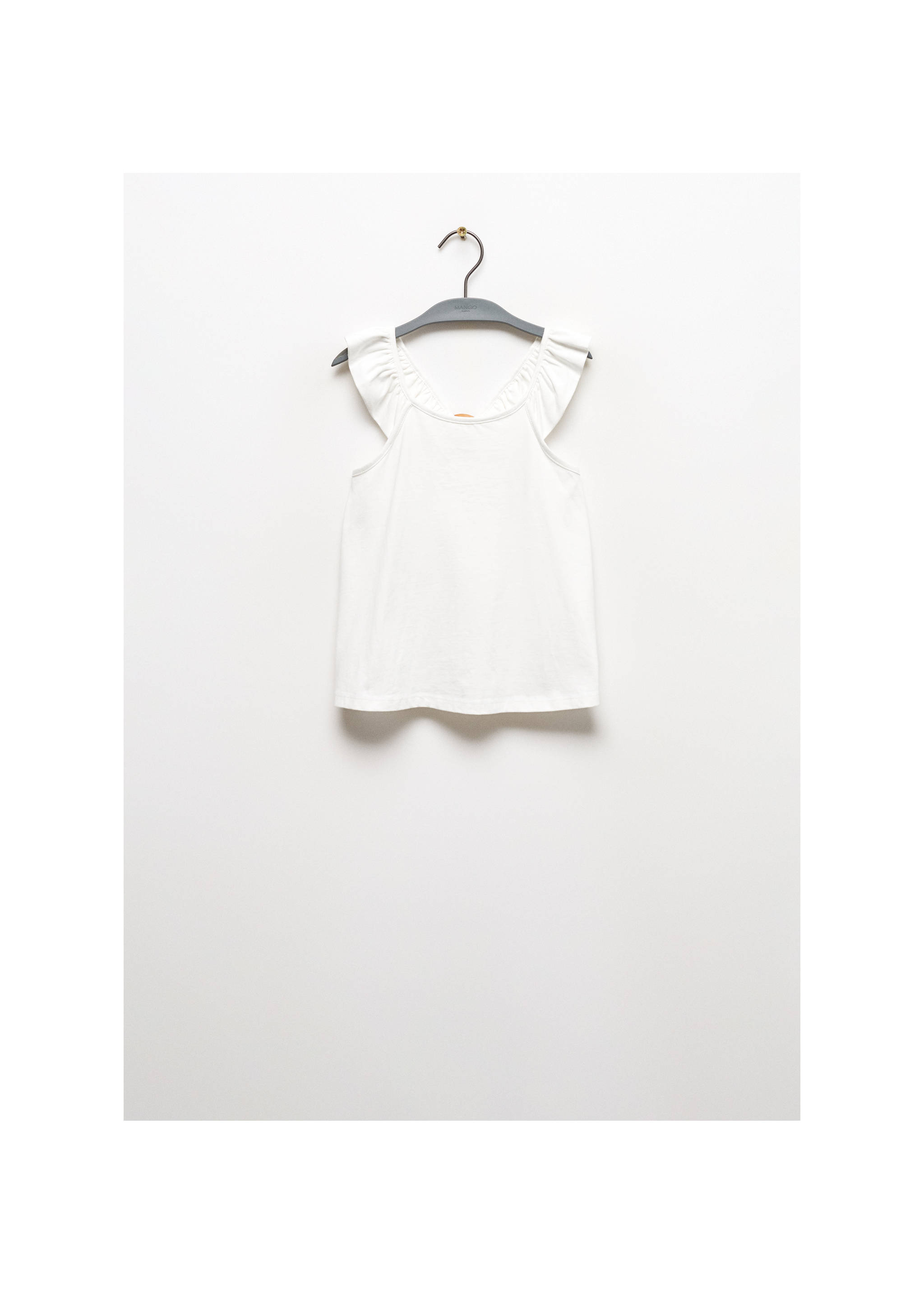 Ruffled strap top - Article without model, Off White. Ref: 67007946-00.