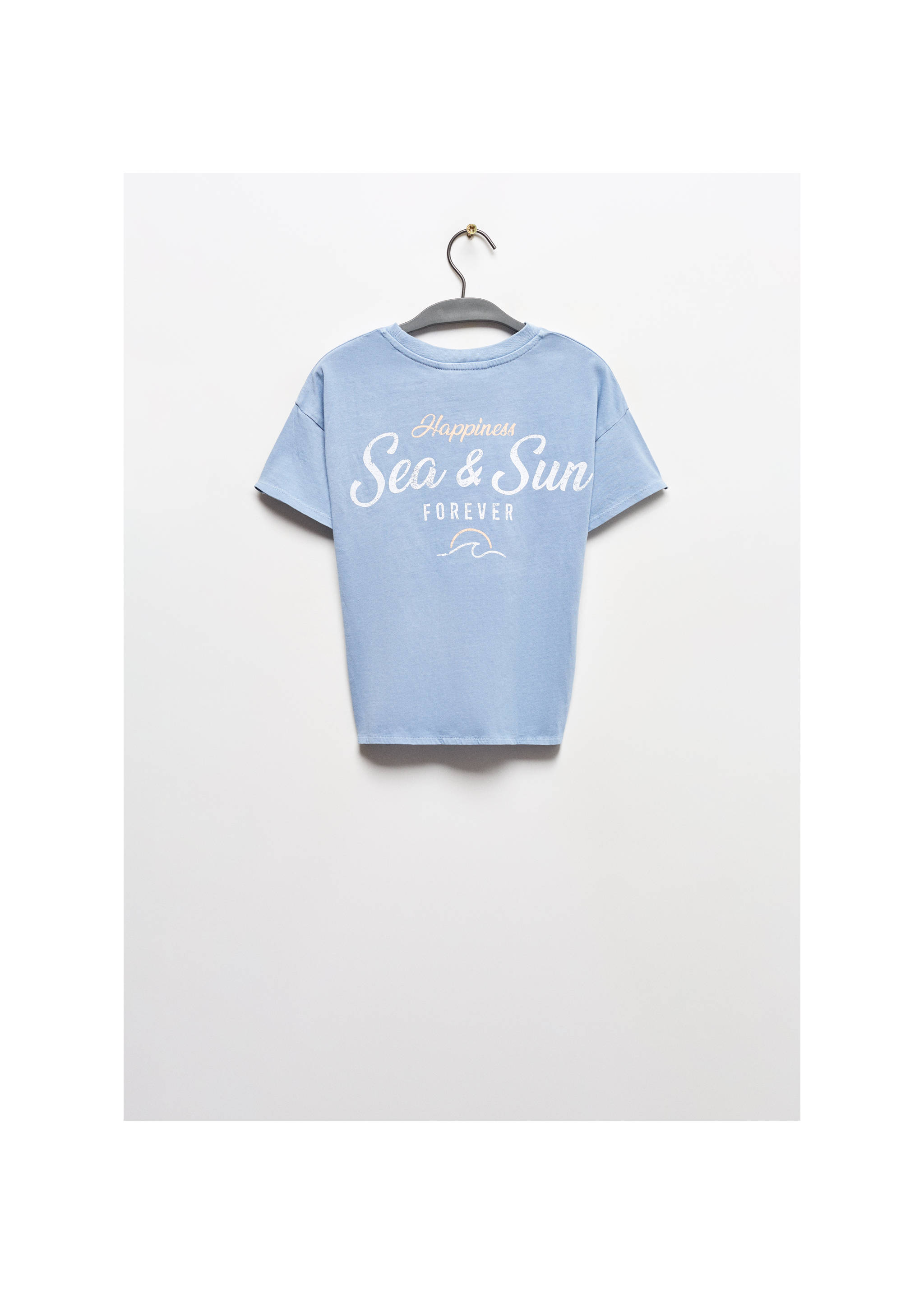 Knot message t-shirt - Reverse of the article, Sky Blue. Ref: 67007947-00.