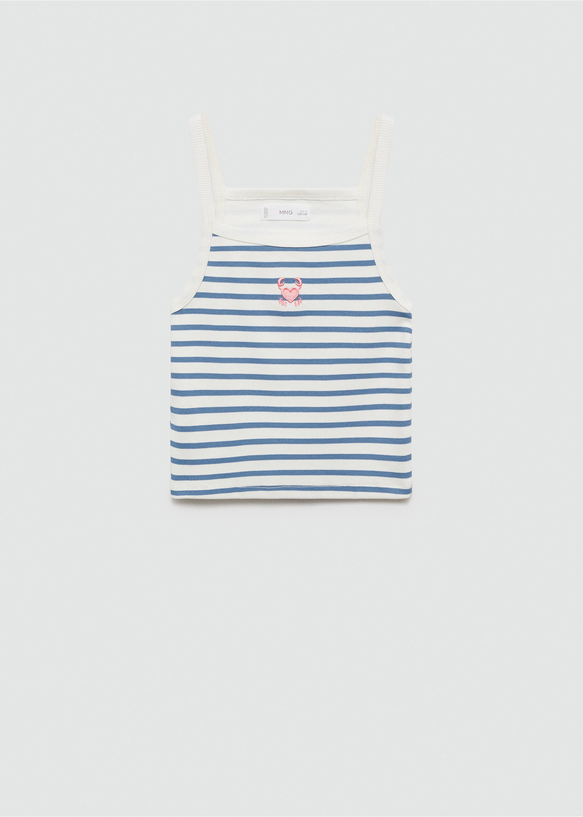 Striped strap T-shirt - Article without model, China Blue. Ref: 67007953-00.