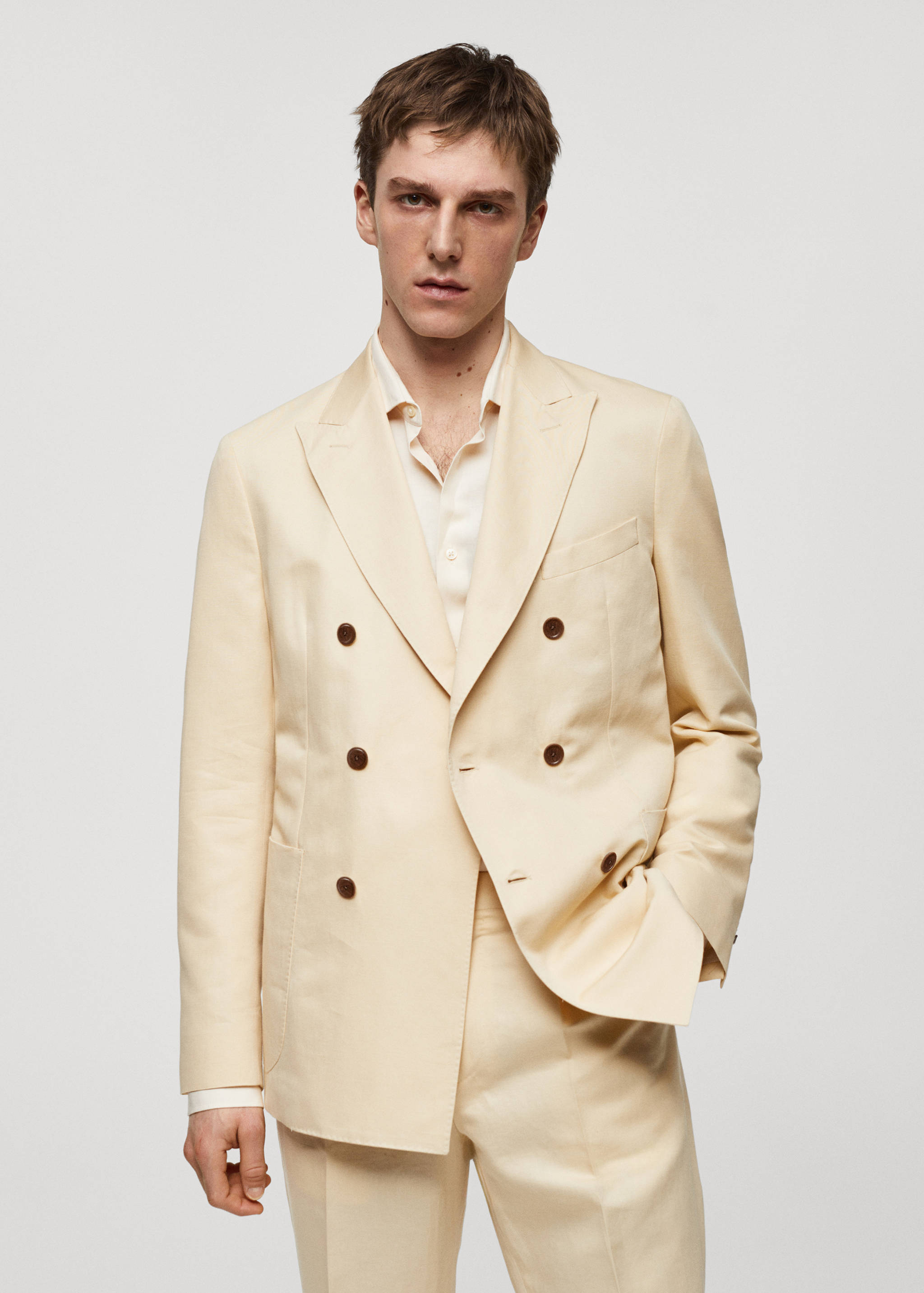 Americana traje cruzada algodón lino - Detalle del artículo 4