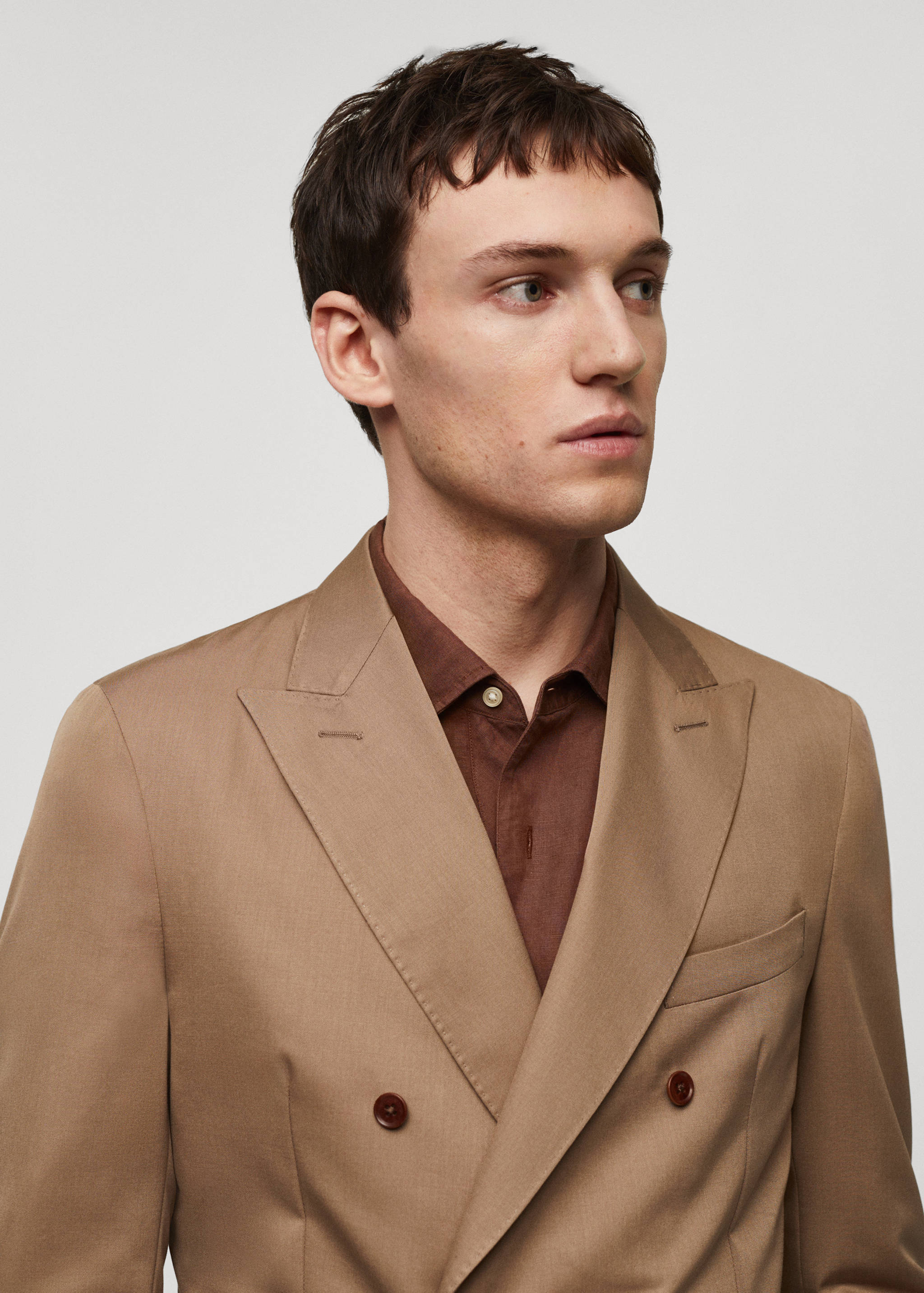 Virgin wool double-breasted suit jacket - Details of the article 1