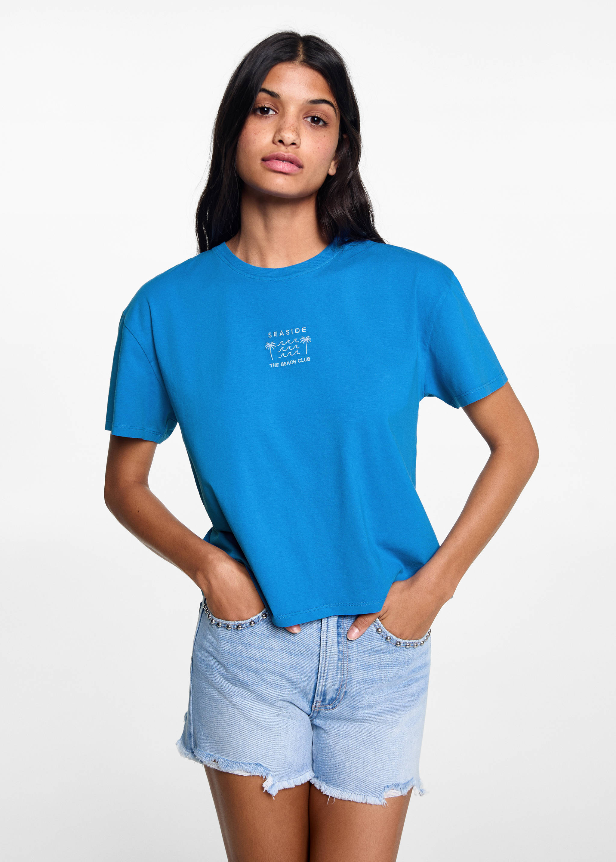 Embroidered message T-shirt - Medium plane