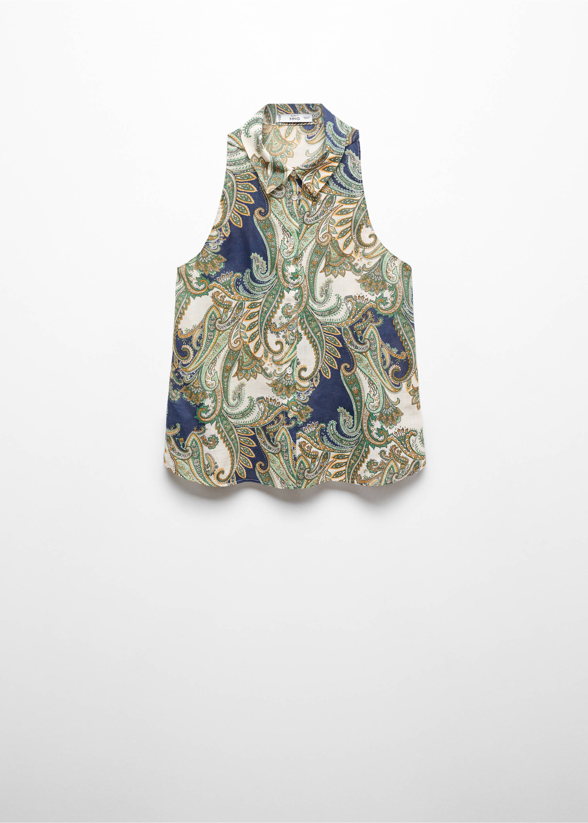 100% ramie printed shirt - Article without model, Off White. Ref: 67008643-00.