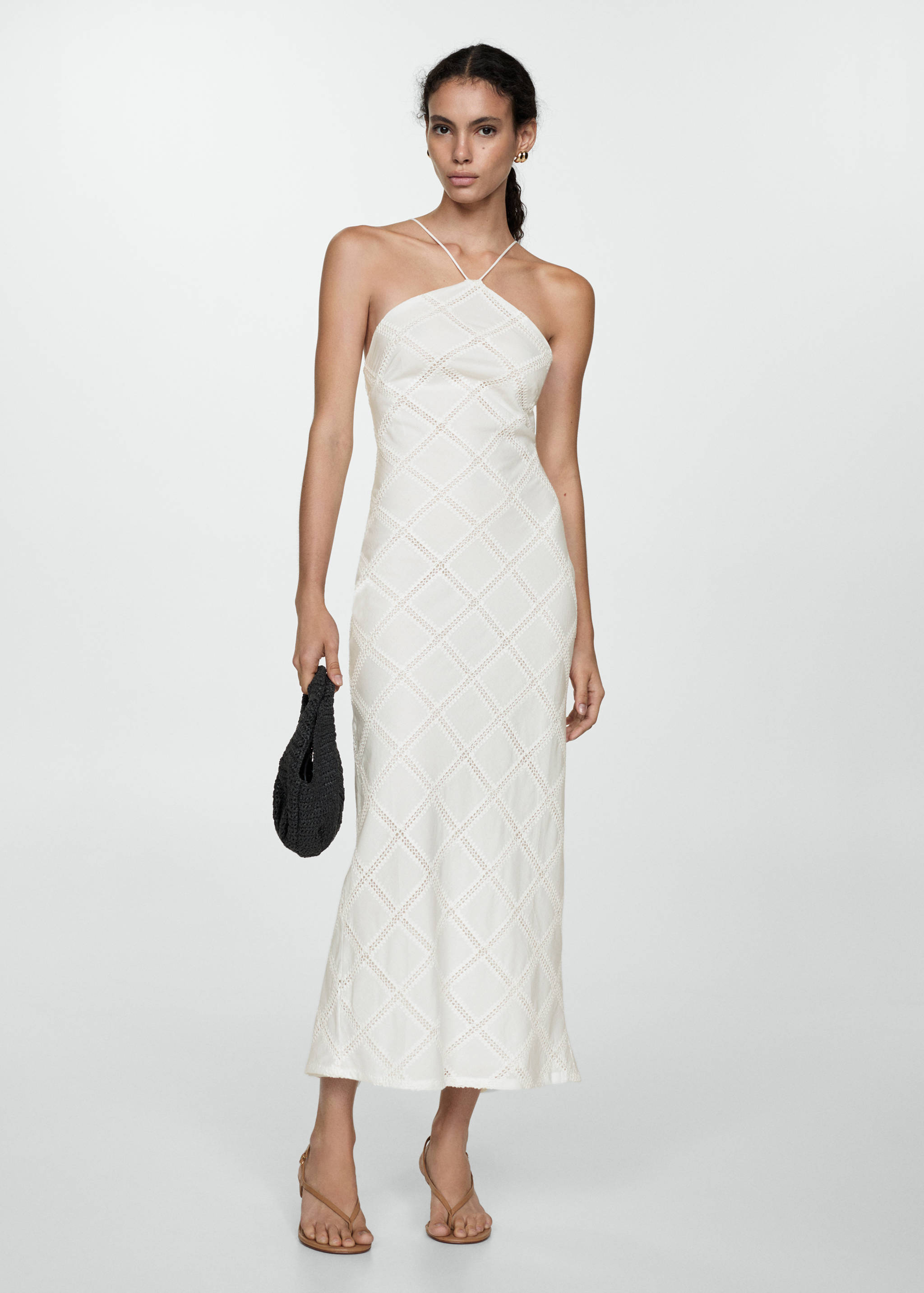 Embroidered halter-neck dress - General plane
