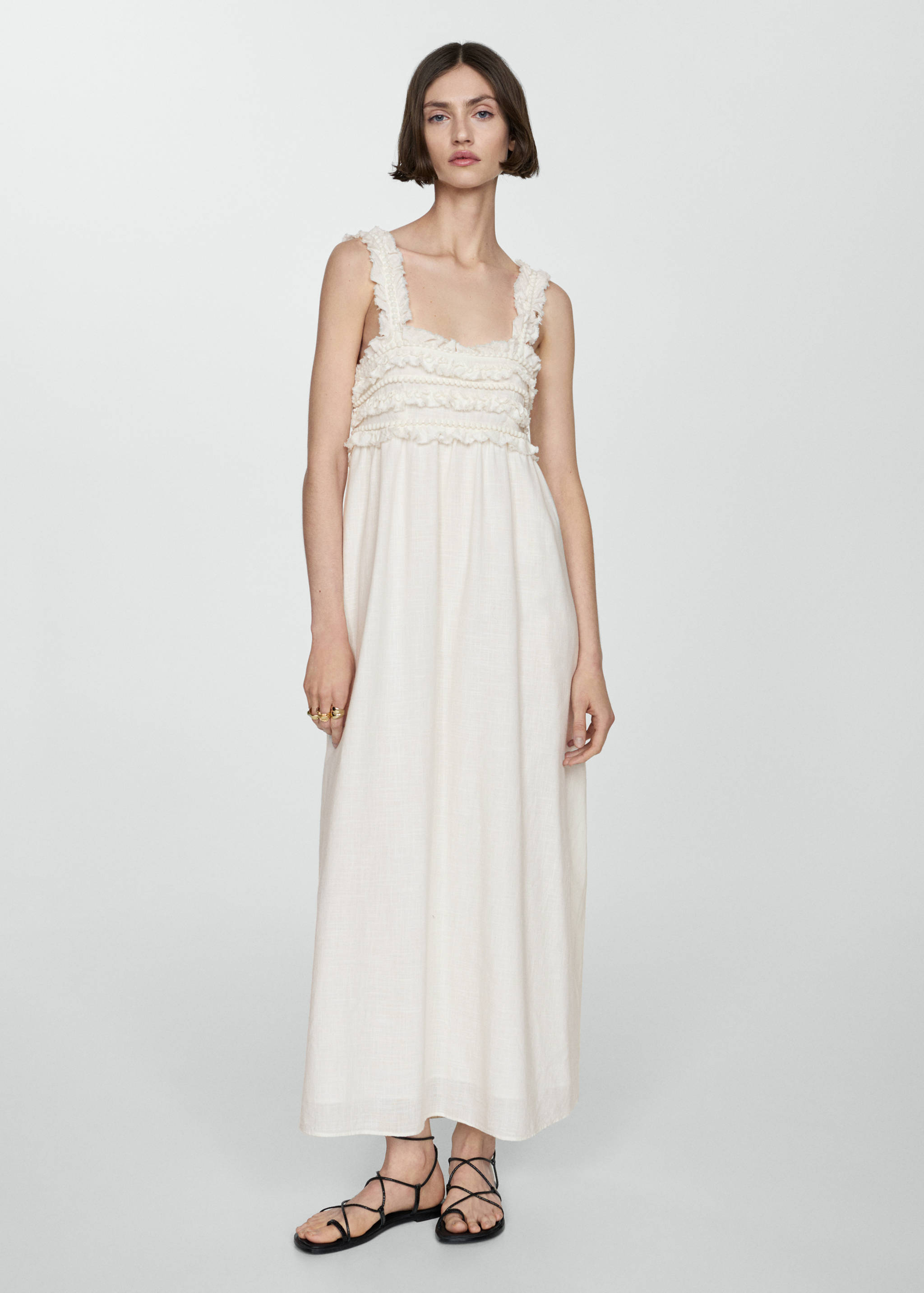 Dress with straps and fringe detail - General plane