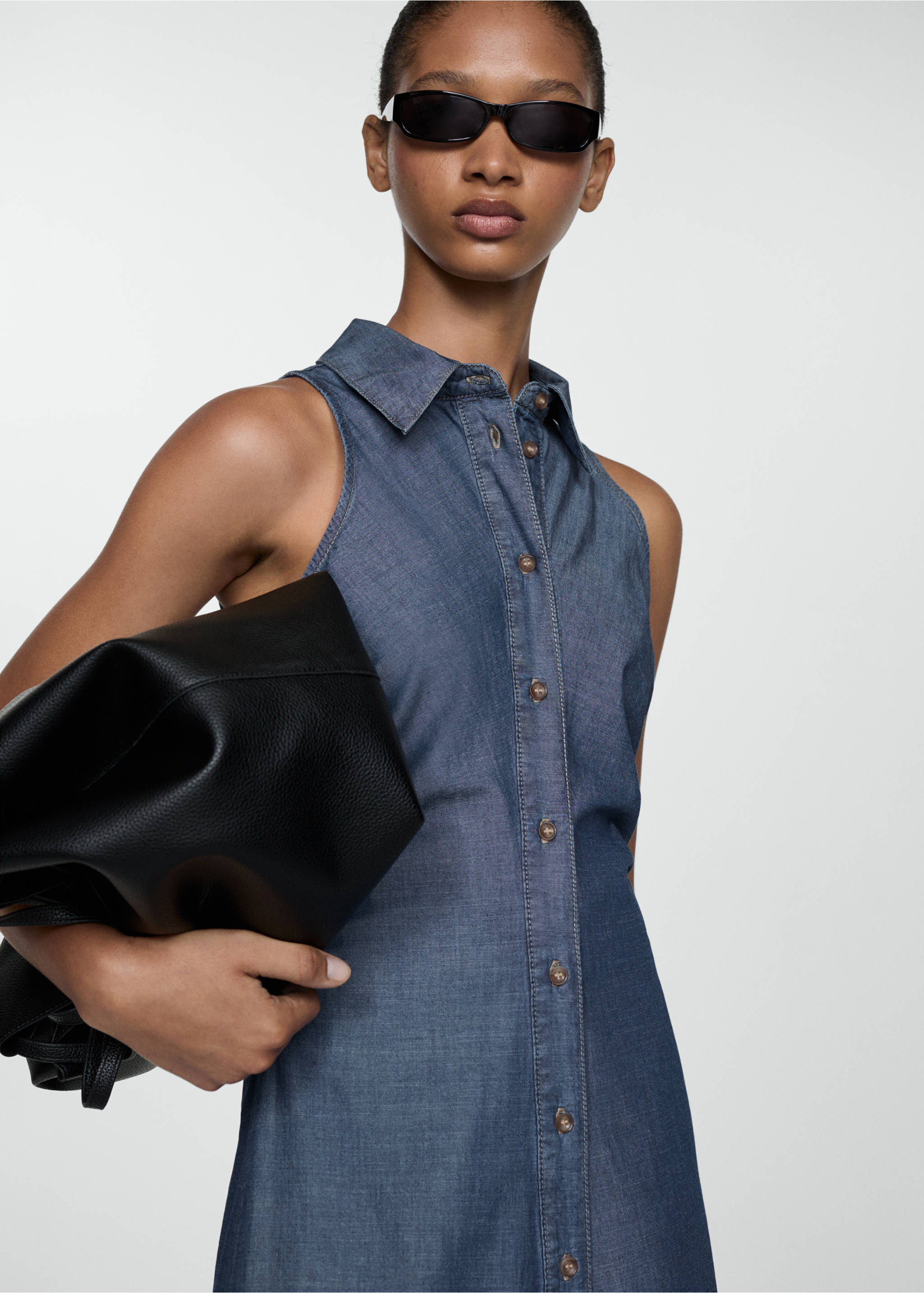 Jeans-Hemdblusenkleid - Mittlere Ansicht, Blau. Ref: 67008664-00.