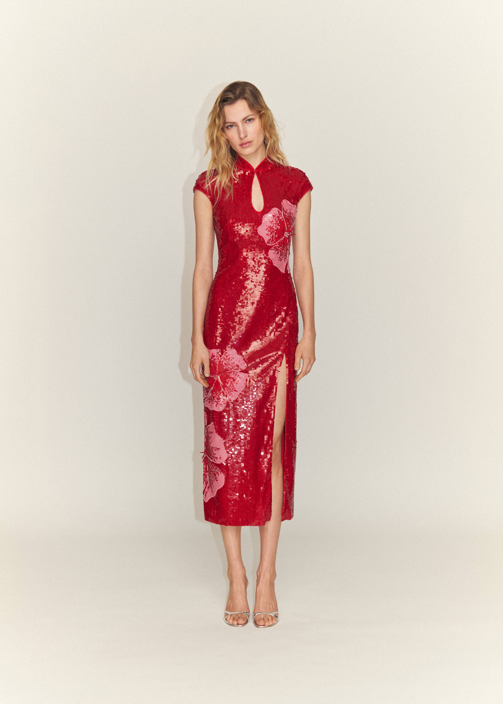 Dress with sequinned flower design - General plane