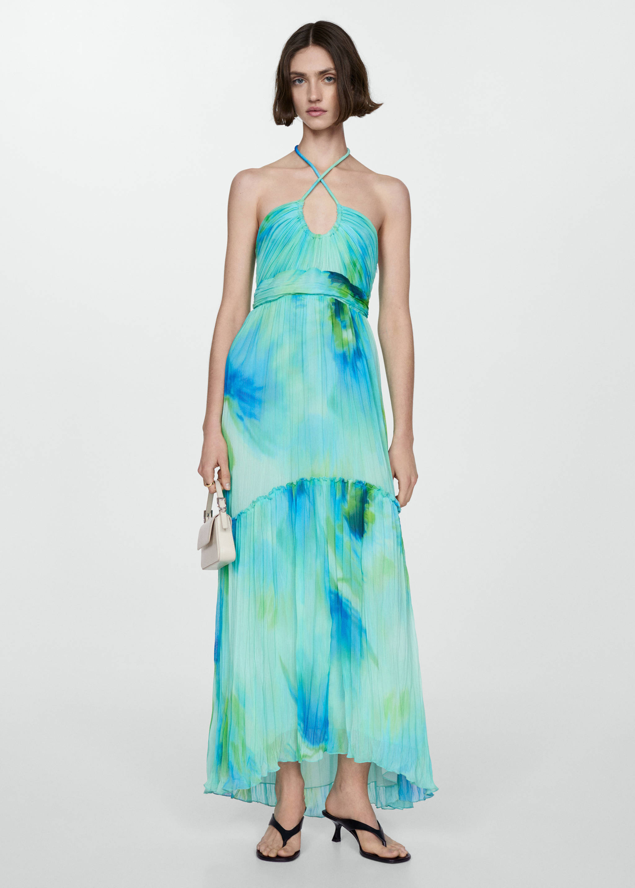 Printed halter-neck dress - General plane